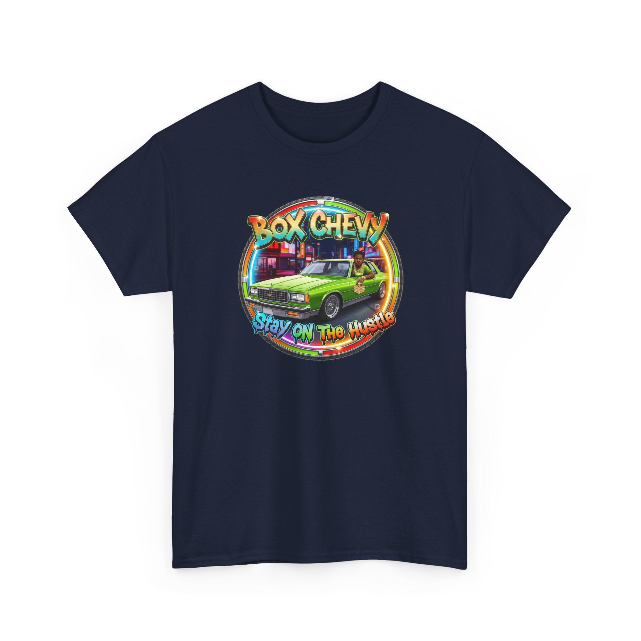 Vintage Chevy Truck Tee — "Box Chevy Stay On The Hustle" Retro Car Graphic Shirt