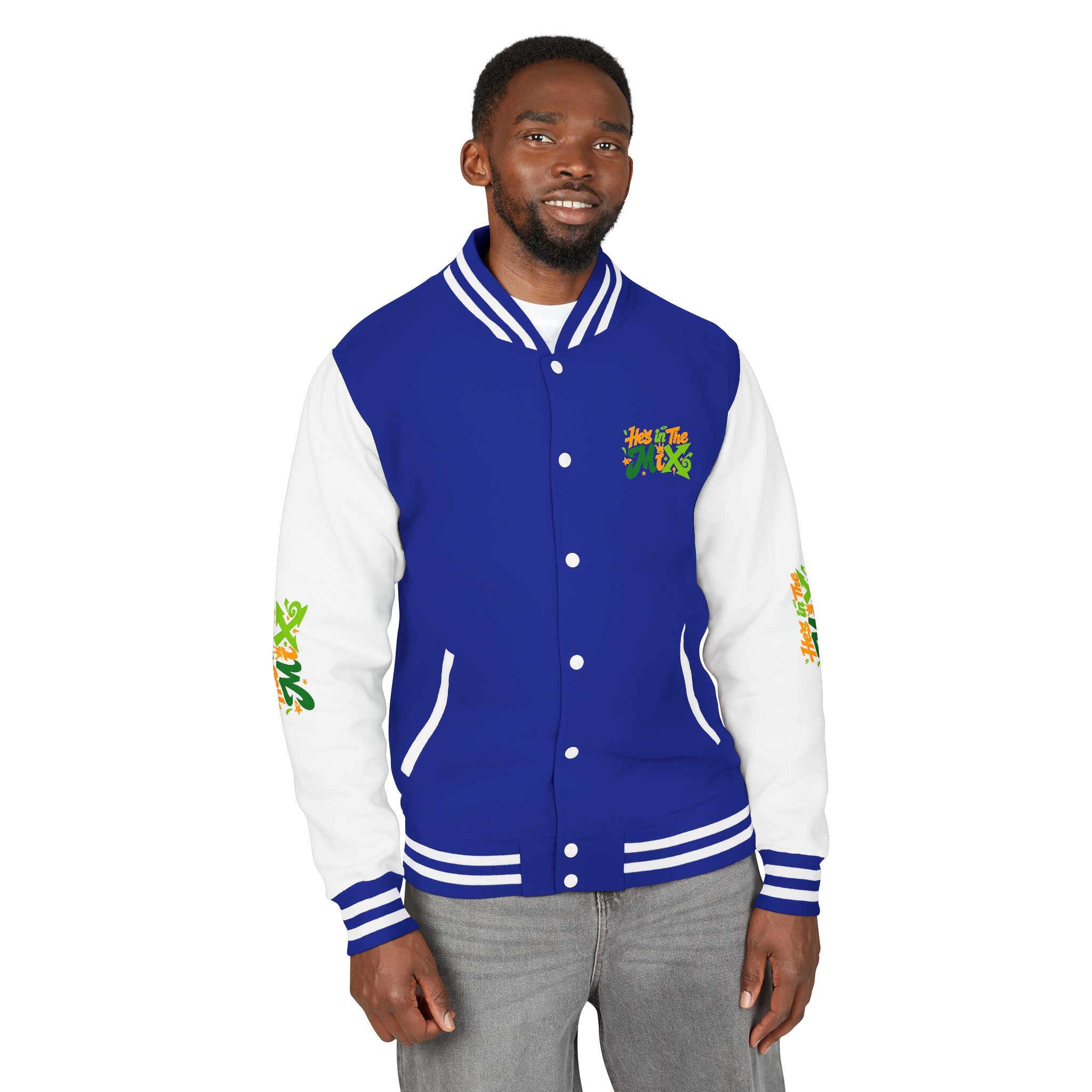 Letterman Jacket - "He's in the Mix" Retro Graffiti Varsity Jacket