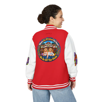 Letterman Jacket — Colorful School Spirit "We Be Off The Chain" Varsity Jacket
