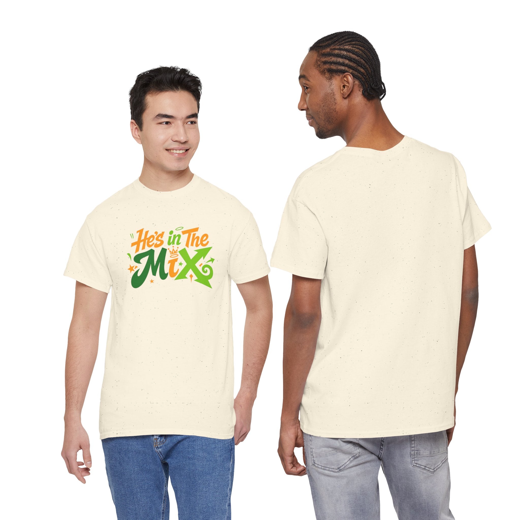 "He's in the Mix" T-Shirt — Retro Green & Orange DJ/Music Tee