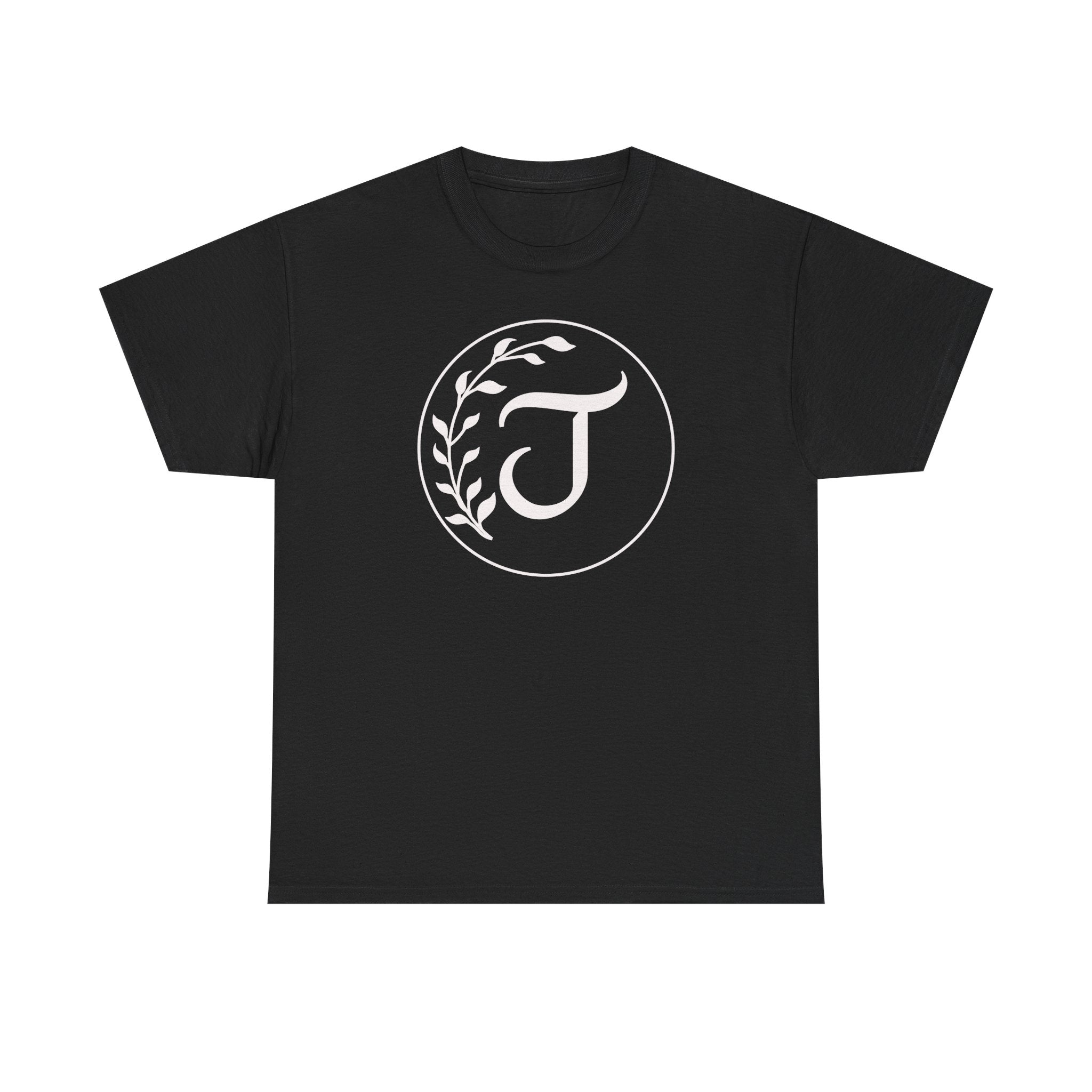 White Tee with Subtle "Floral J " Jesus Christ "— Minimalist Japanese Character T-Shirt