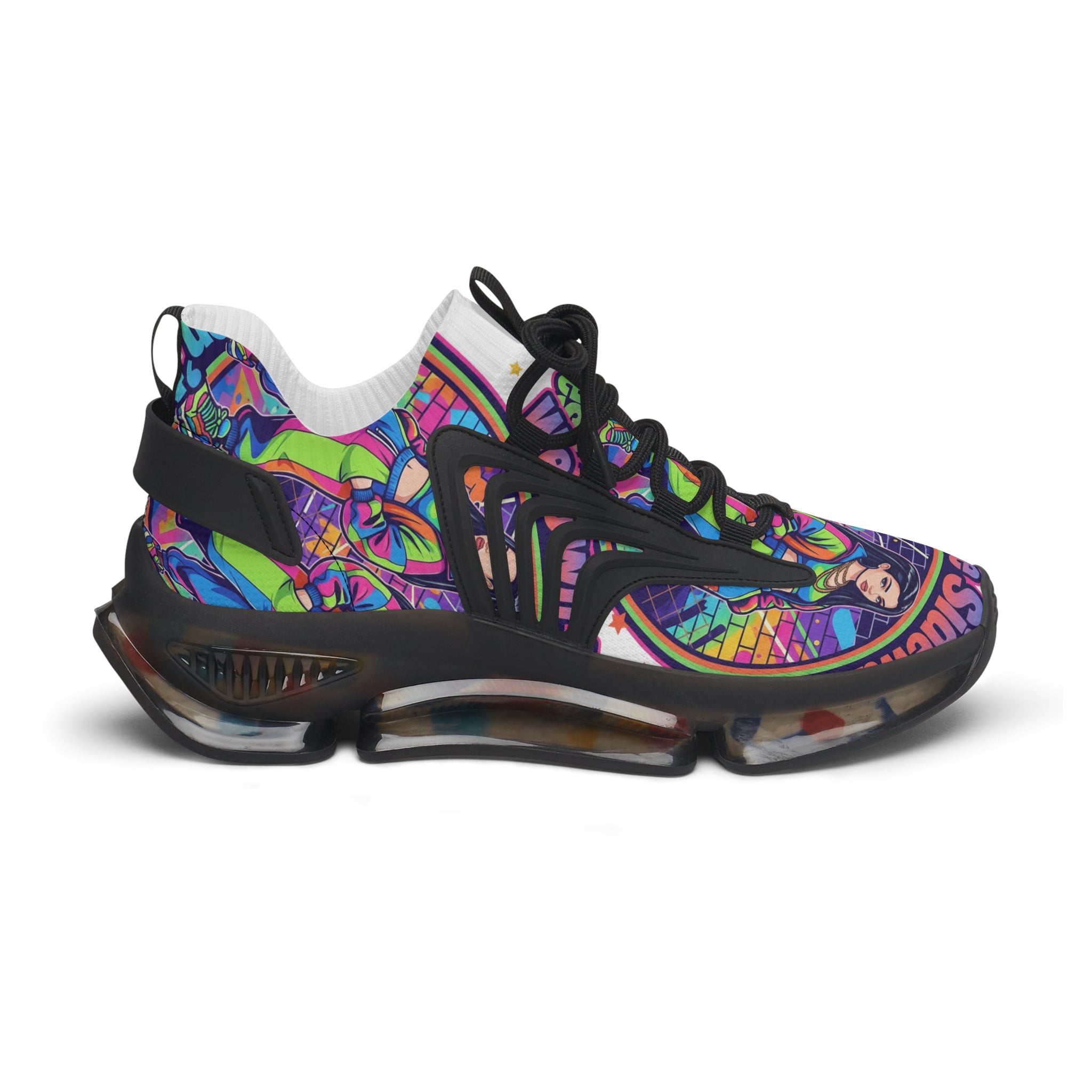 Women’s Mesh Sneakers — "We Own The Sidewalk "Colorful Retro Graphic Streetwear Trainers