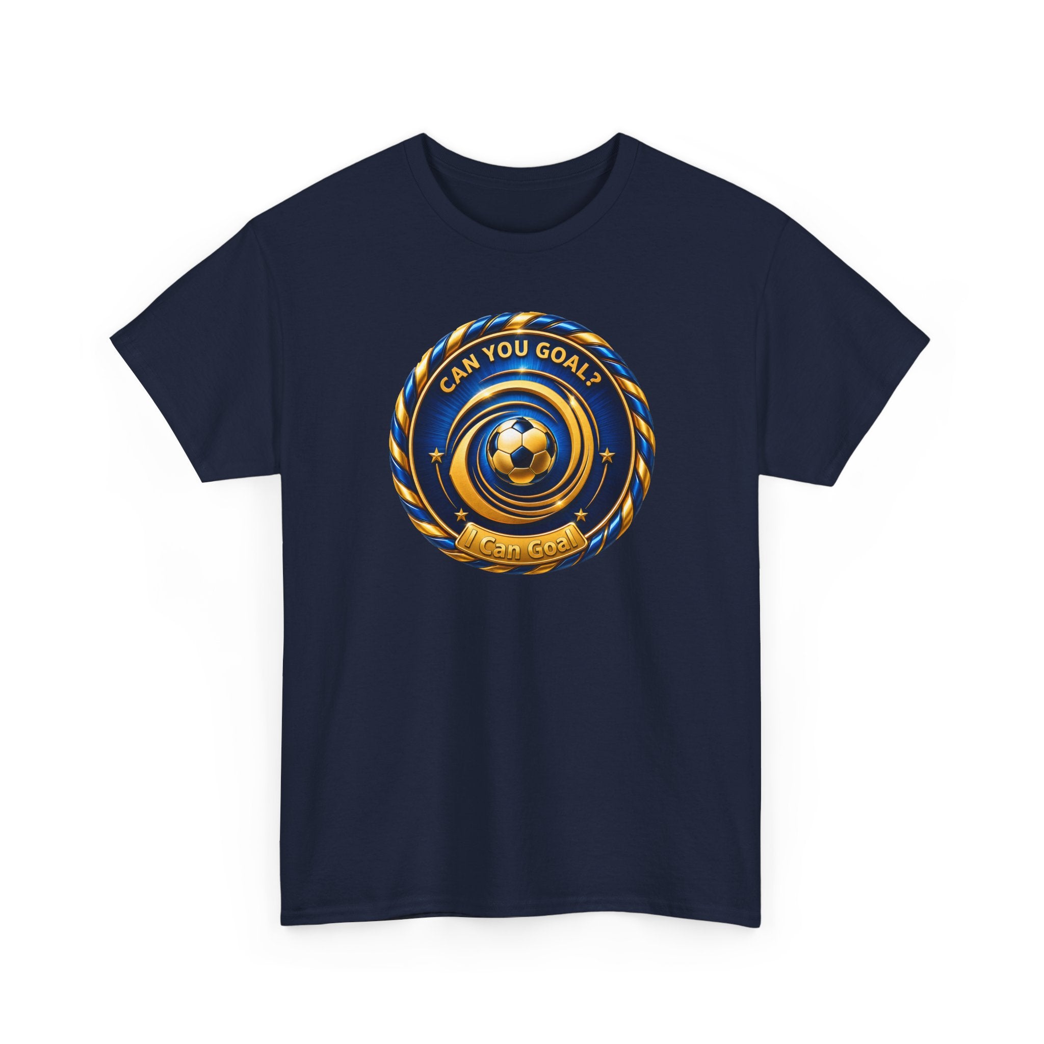 Soccer Badge Tee — "Can You Goal?" Graphic Soccer Shirt