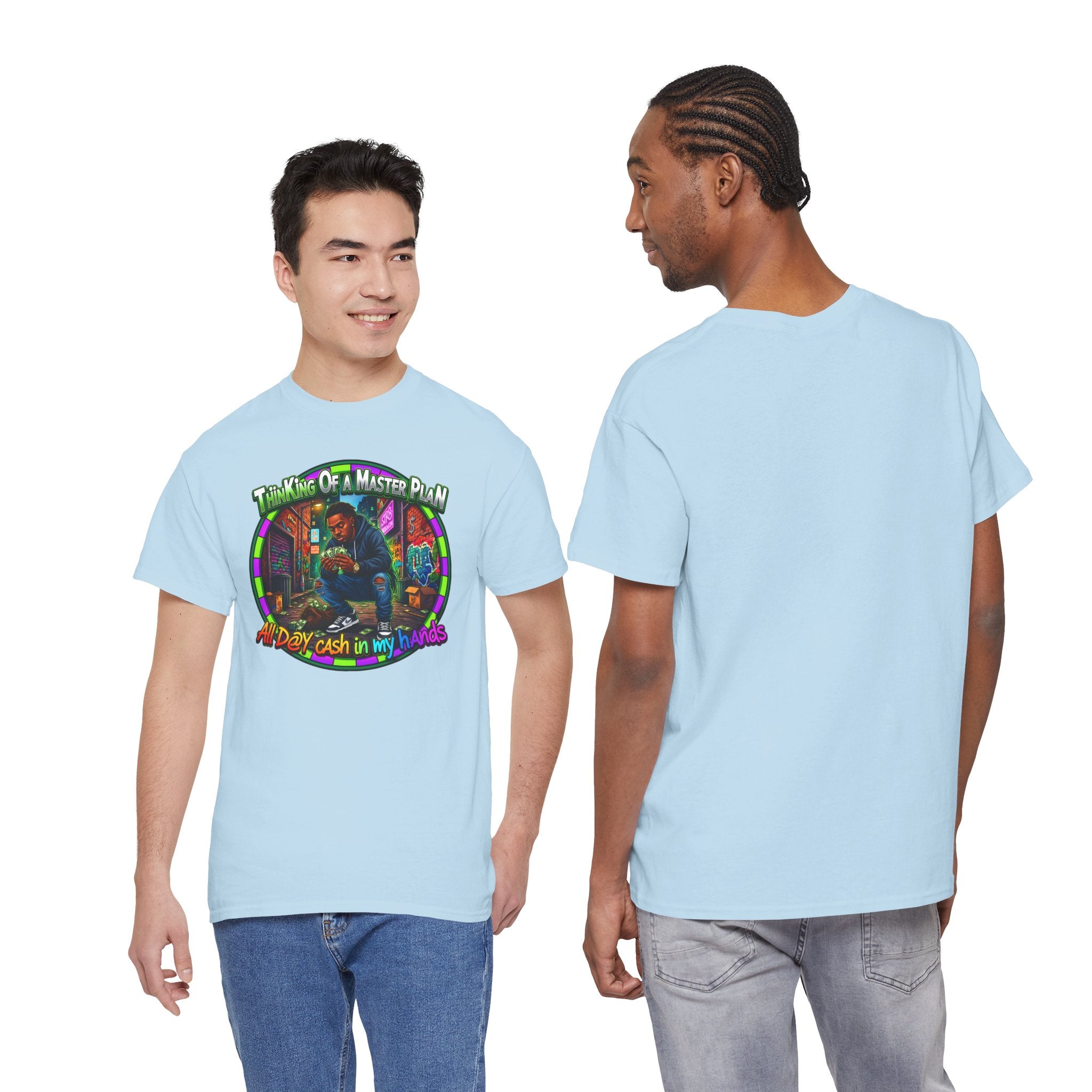 T-Shirt — "Thinking of a Master Plan" Colorful Retro Hip-Hop Graphic Tee