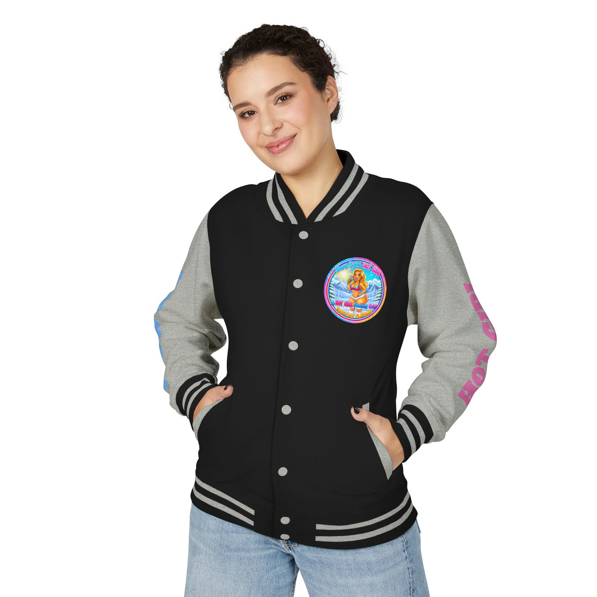 Angel Pinup Letterman Jacket — "Snowcone Hot Girl " Graphic Varsity Jacket