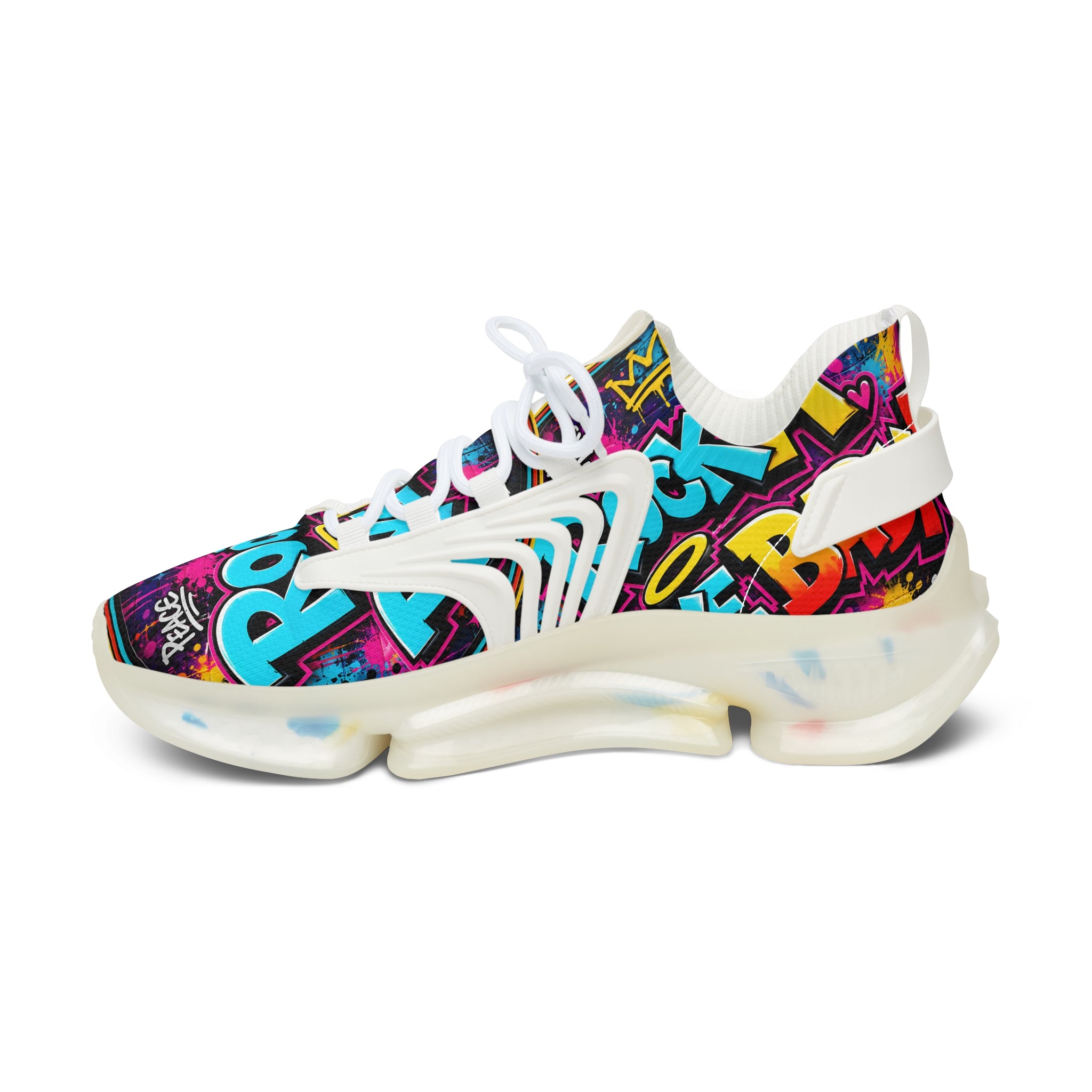 Women's Mesh Sneakers - Bold Graffiti 'Rock A Bye Baby' Streetwear Running Shoes