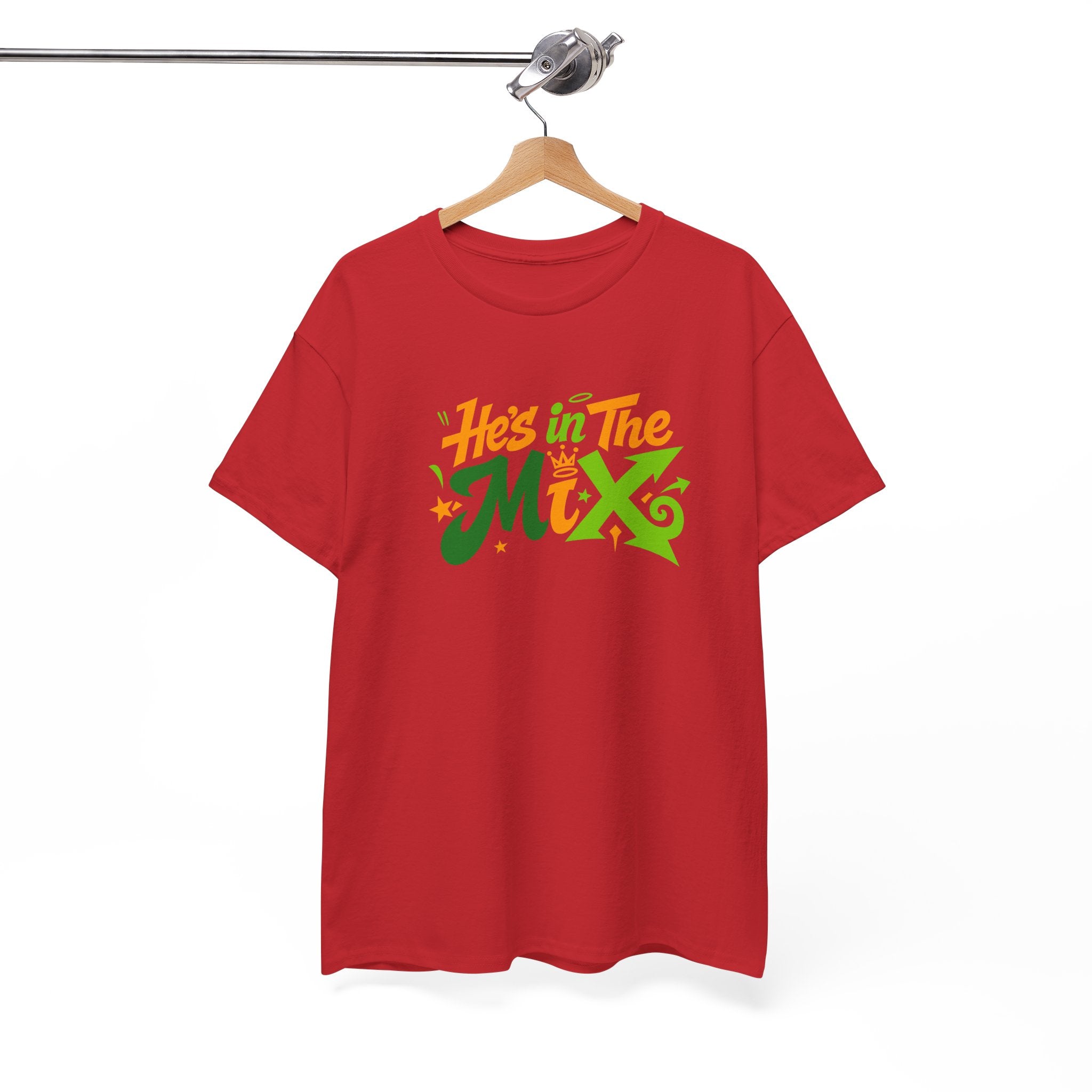 "He's in the Mix" T-Shirt — Retro Green & Orange DJ/Music Tee