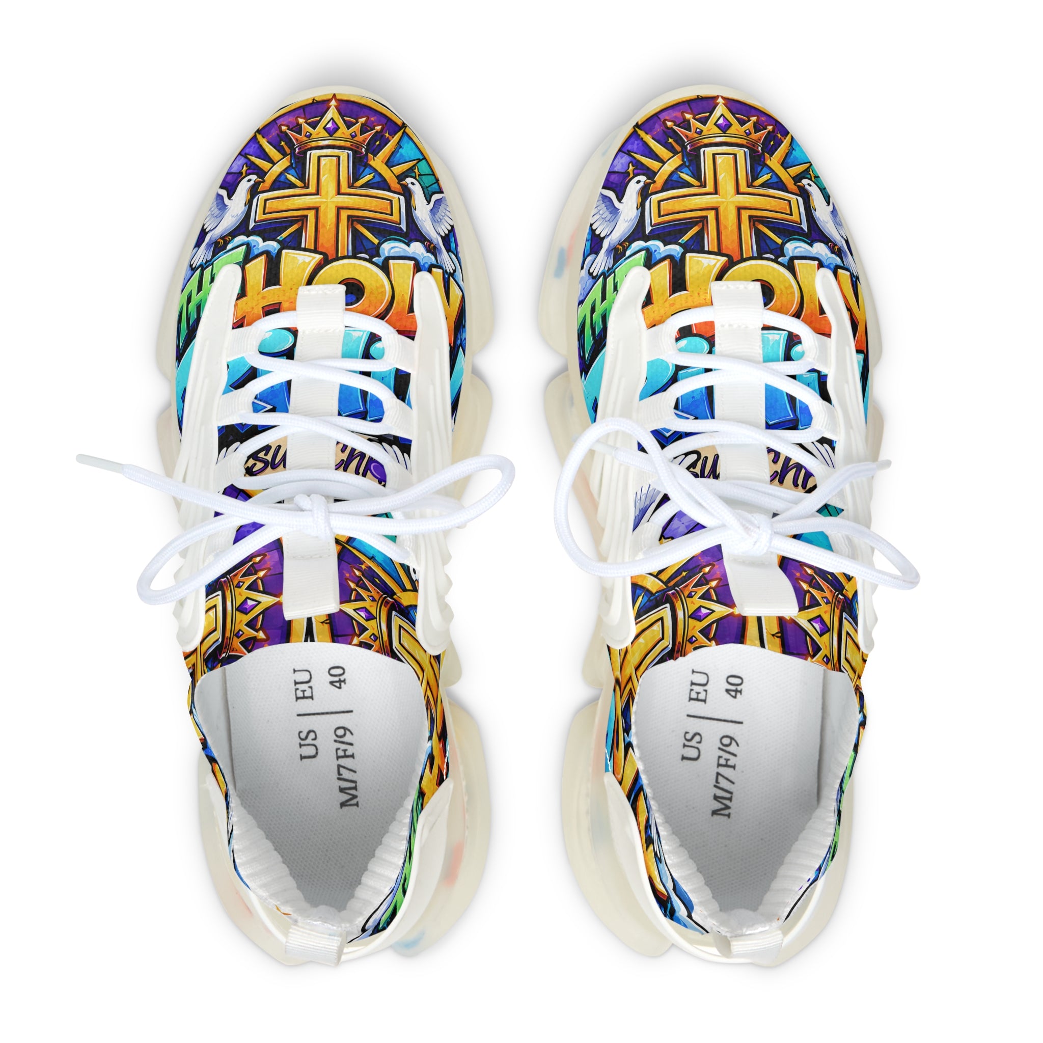 Men's Mesh Sneakers — 'The Holy' Colorful Graffiti Athletic Shoes for Women