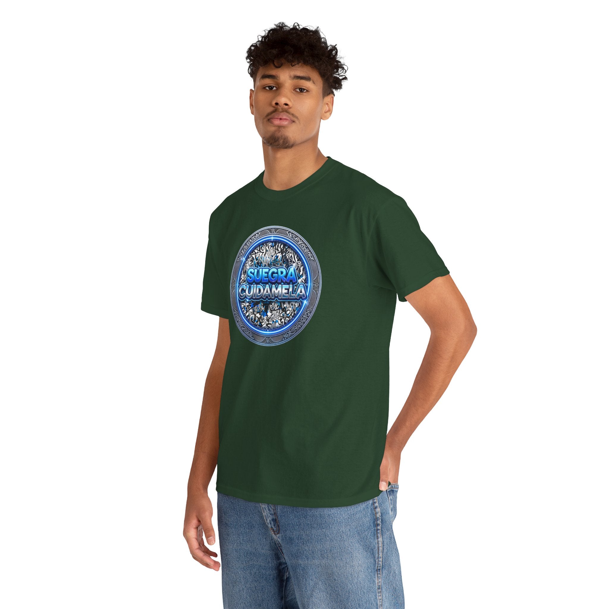 T-Shirt — Suegra Cuídame (Blue Floral Emblem)