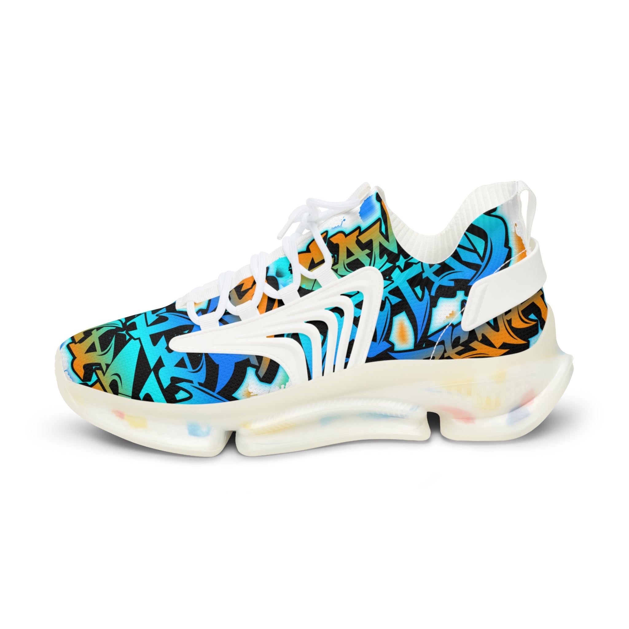 Mesh Sneakers —" Gamer Tatted Foreva" Graffiti Streetwear Athletic Shoes for Men