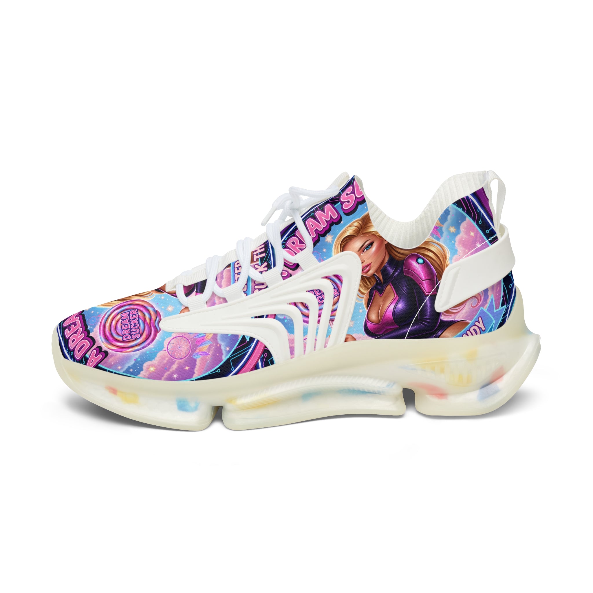 Women's Mesh Sneakers — Colorful Pop-Art 'A Dream Sucker' Graphic Athletic Shoes