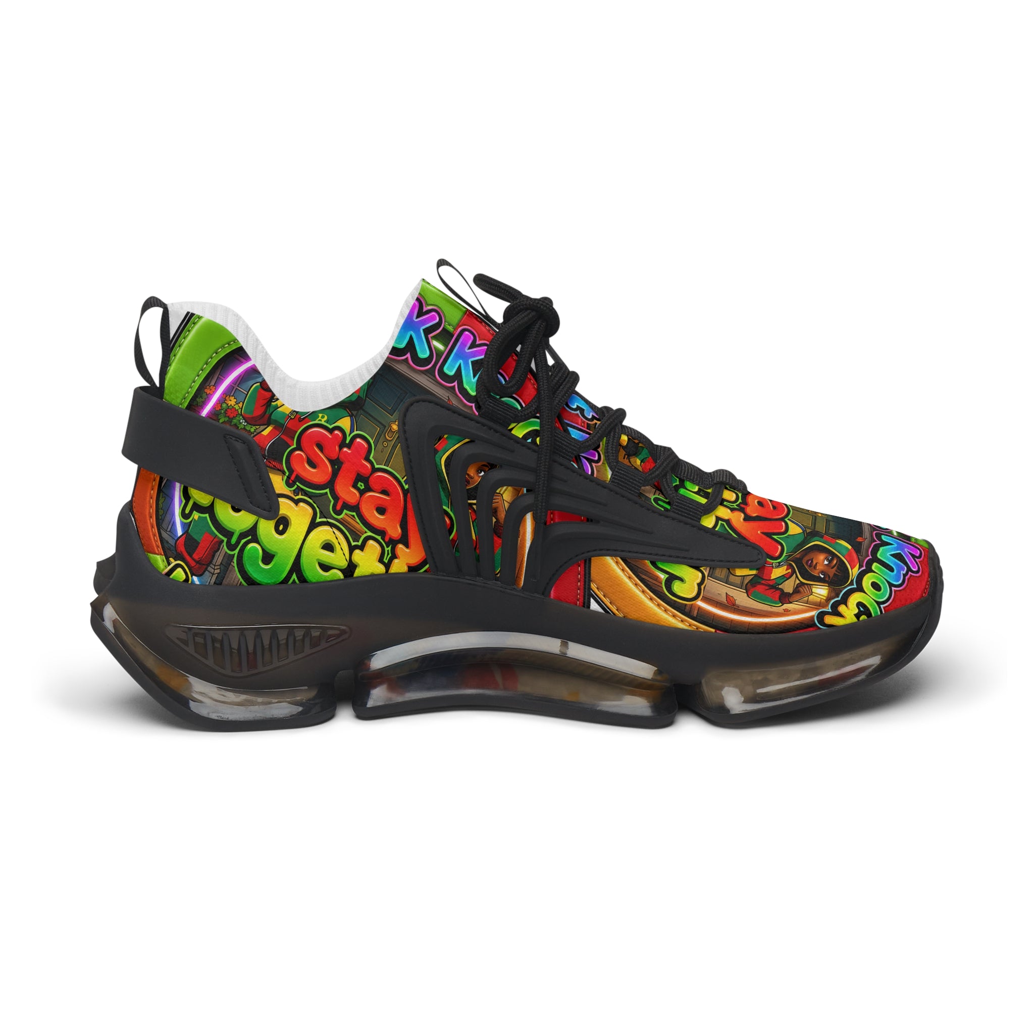 Women's Mesh Sneakers — Colorful Retro 'Stay Together' Graphic Athletic Shoes
