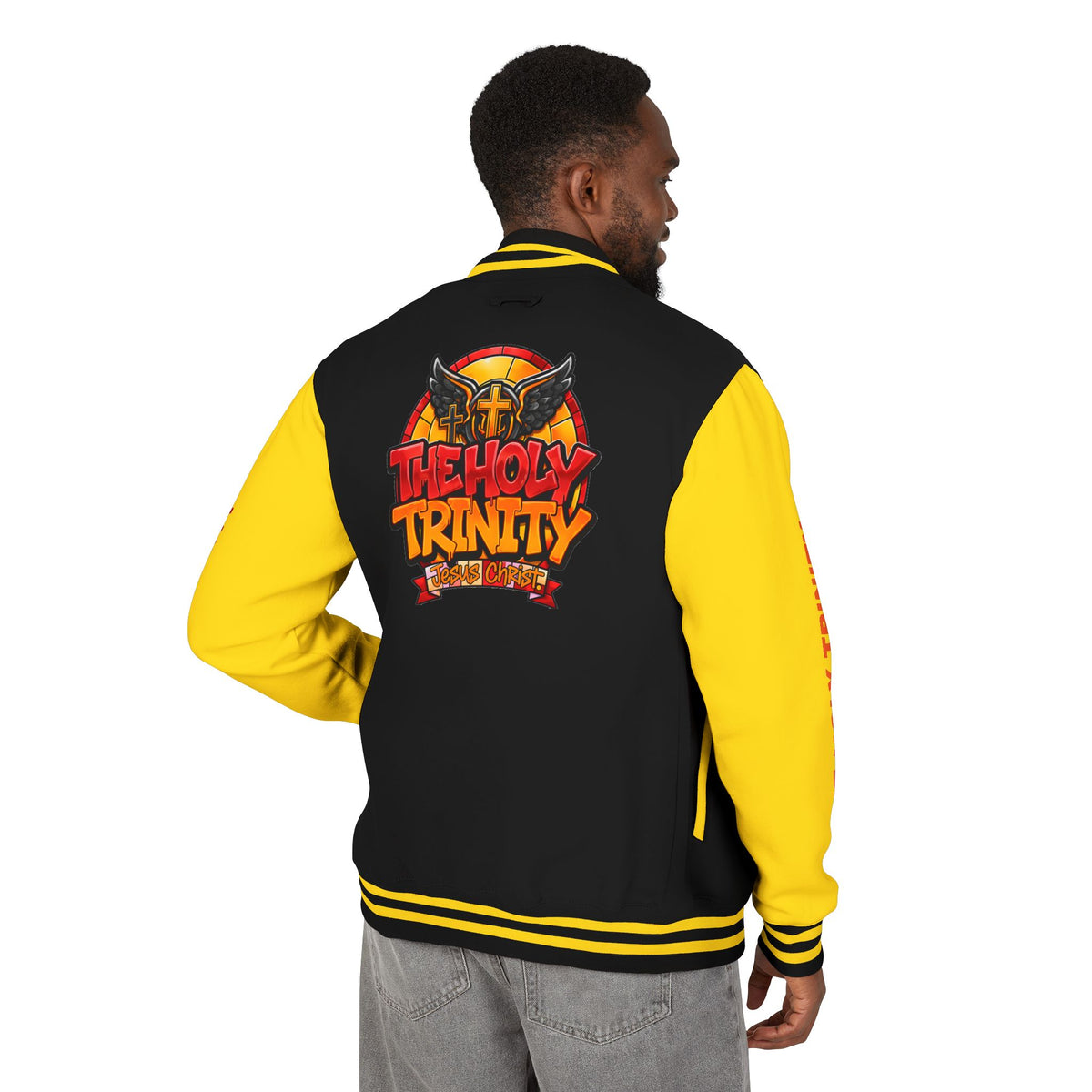 Letterman Jacket — "The Holy Trinity "Graphic Varsity Jacket