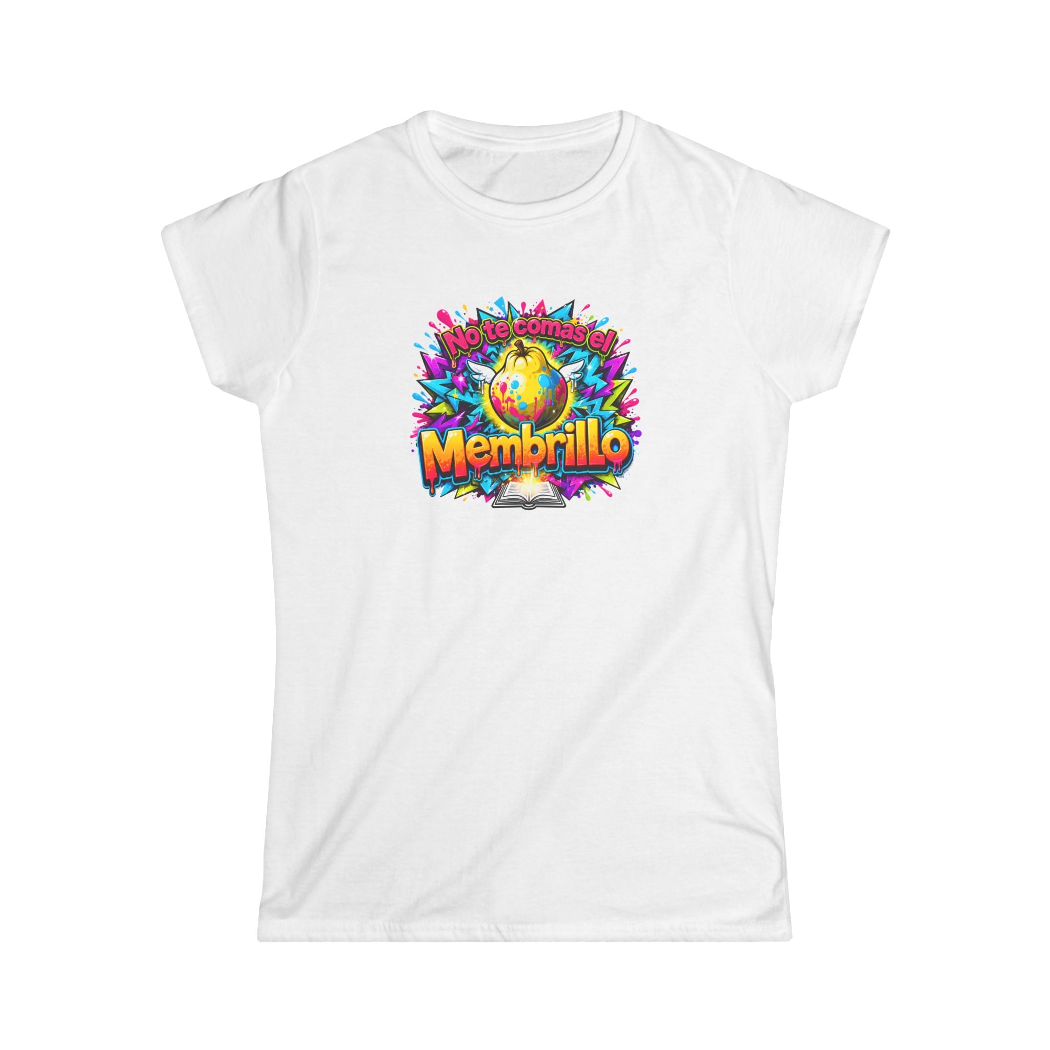 T-Shirt — Colorful "No Te Comas El Membrillo" Graphic Tee (Vibrant Fruit Art)