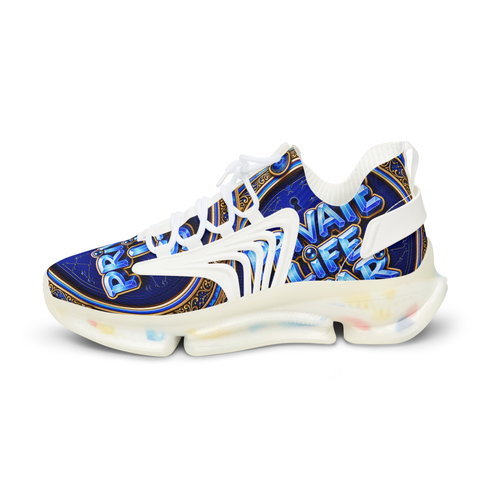 Mesh Sneakers — 'Private Life Style "Bold Blue Graphic Athletic Shoes
