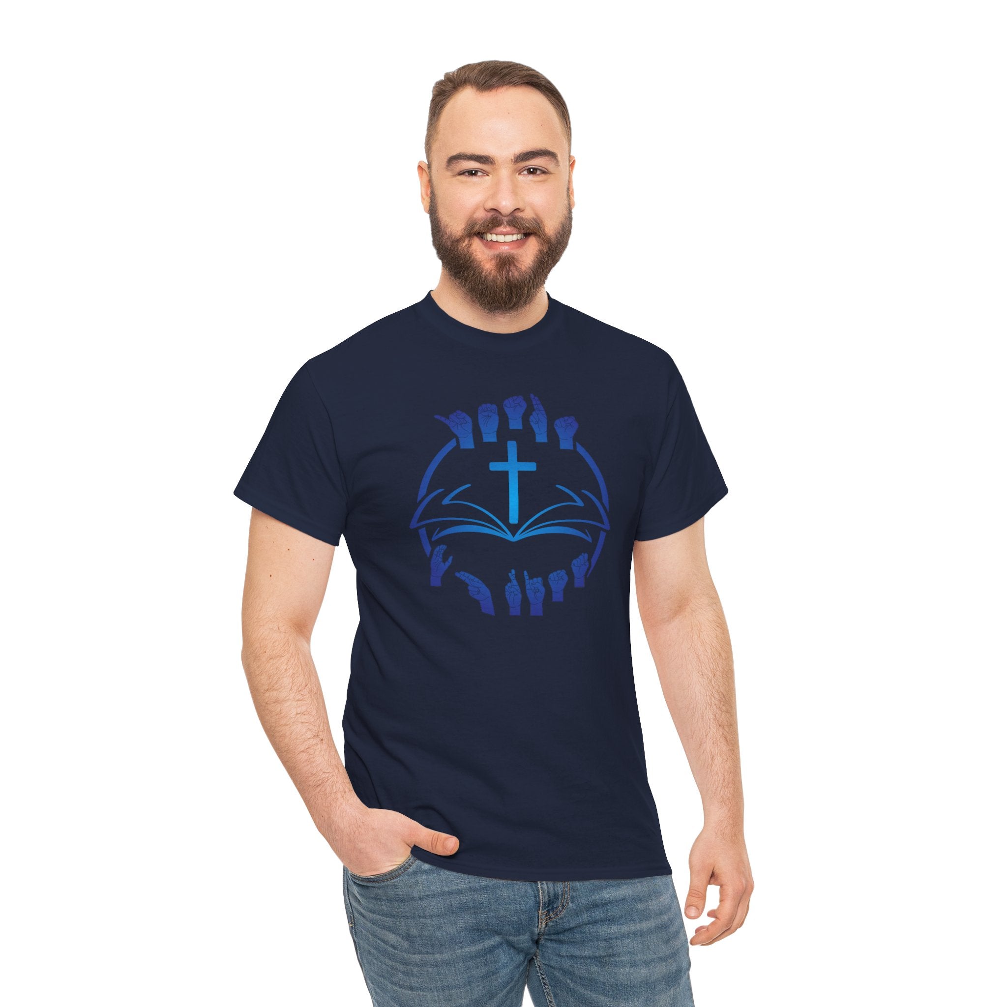"Christian Bible Cross Sign Language "T-Shirt — Faith Prayer Hands Tee