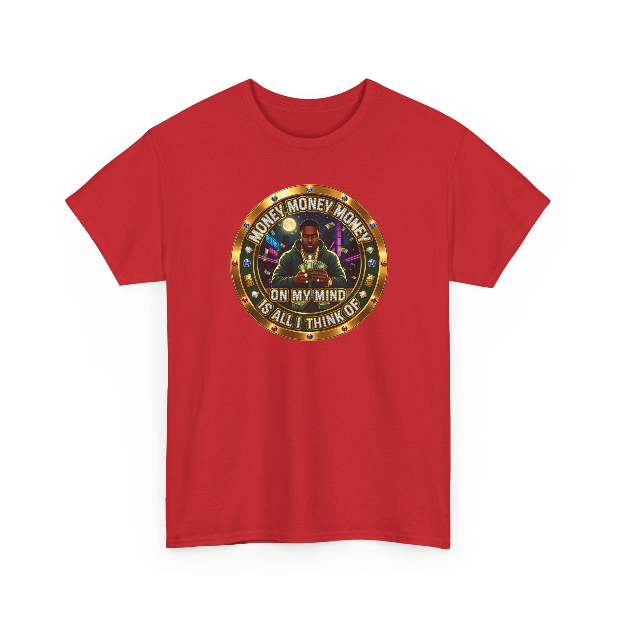 "Money On My Mind" Graphic Tee — Retro Casino Coin Design