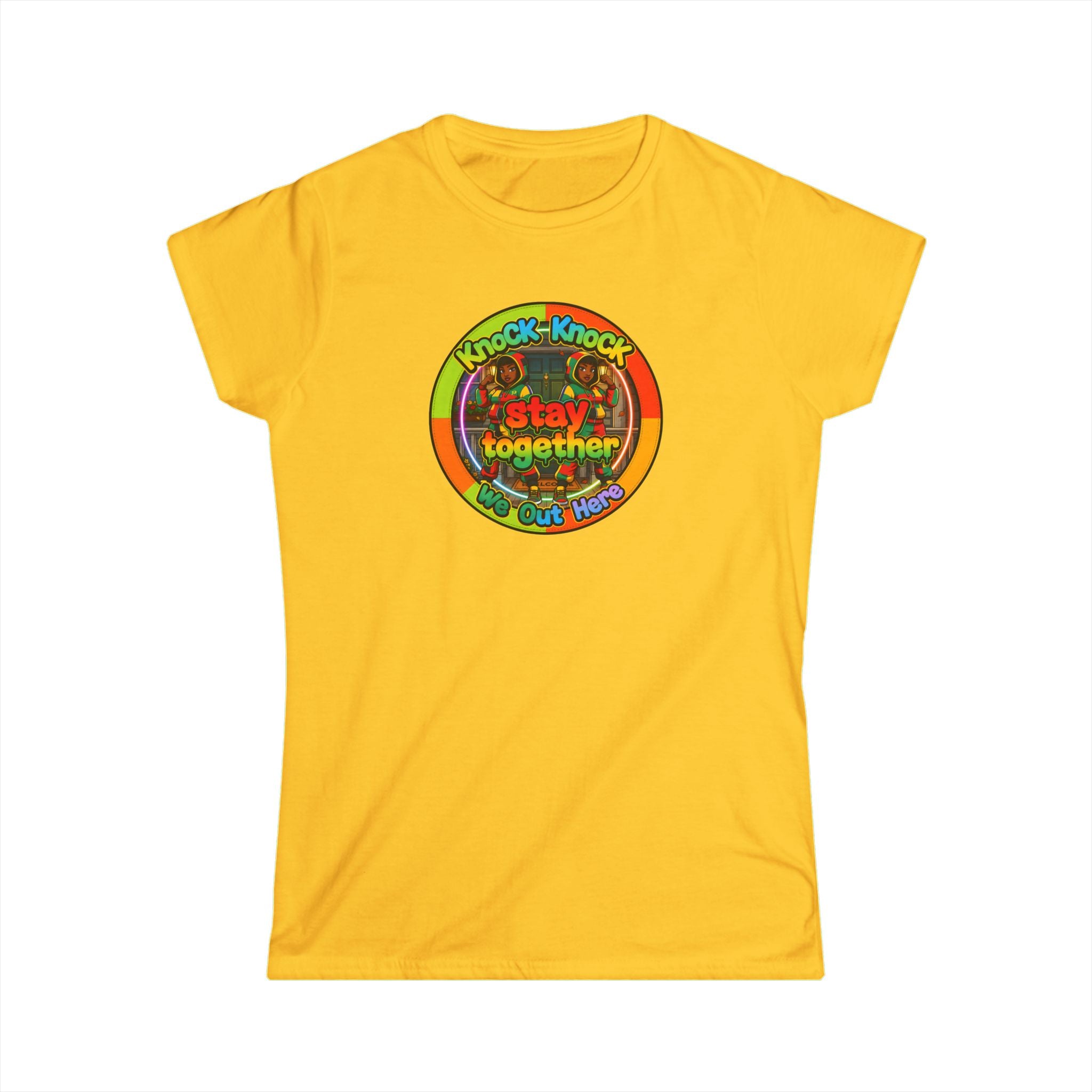 T‑Shirt — 'Knock Knock Stay Together' Retro Color Wheel Graphic Tee
