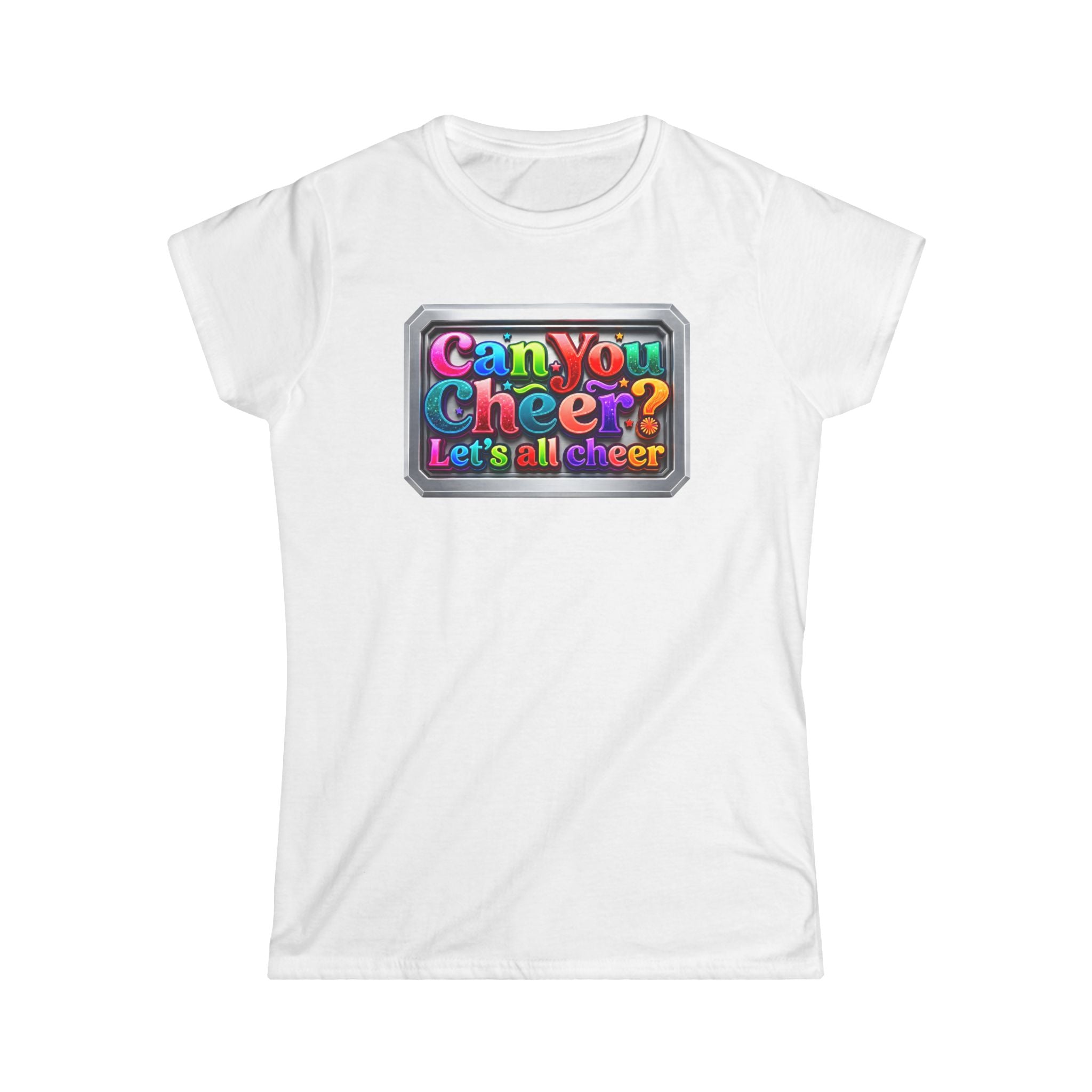 Cheer Squad Tee — "Can You Cheer, Let's All Cheer" Colorful Cheerleading Graphic