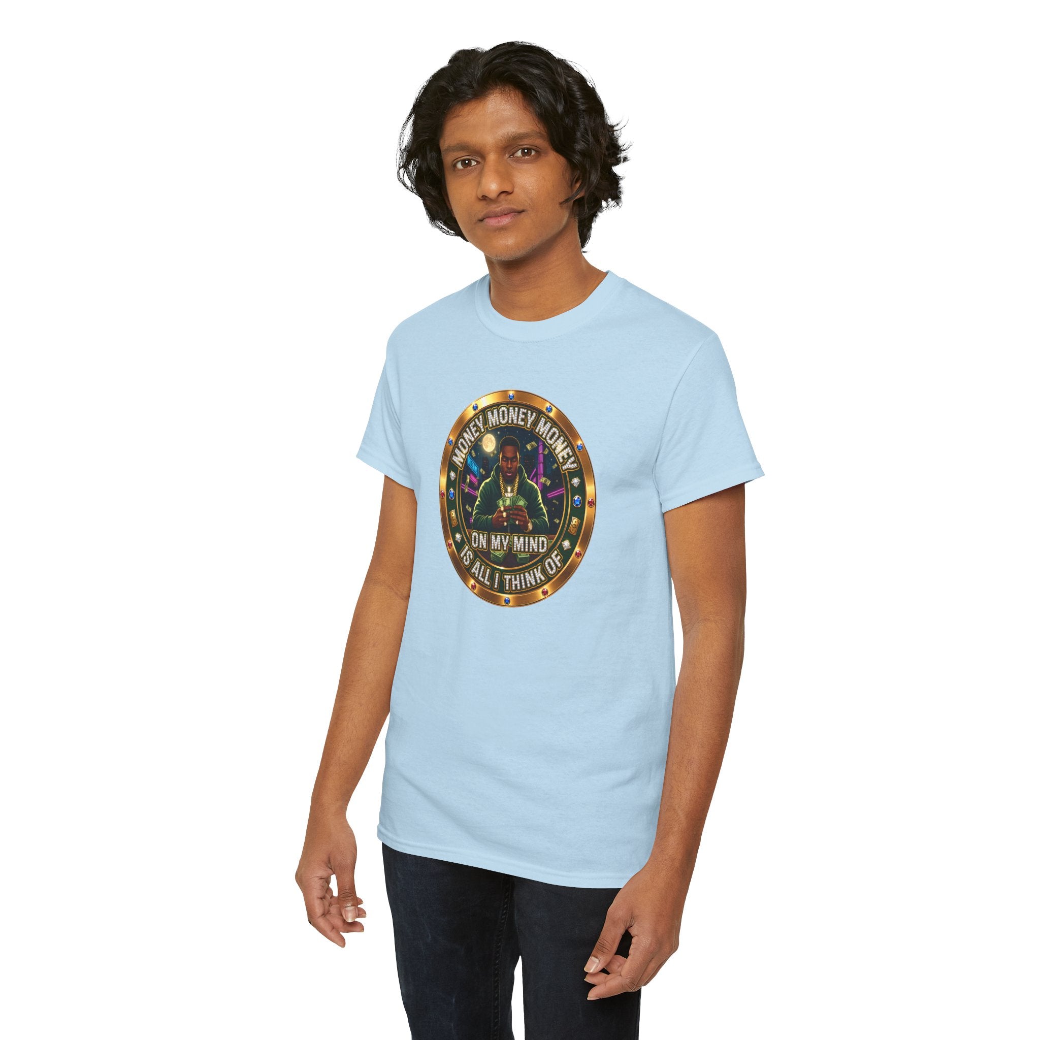 "Money On My Mind" Graphic Tee — Retro Casino Coin Design