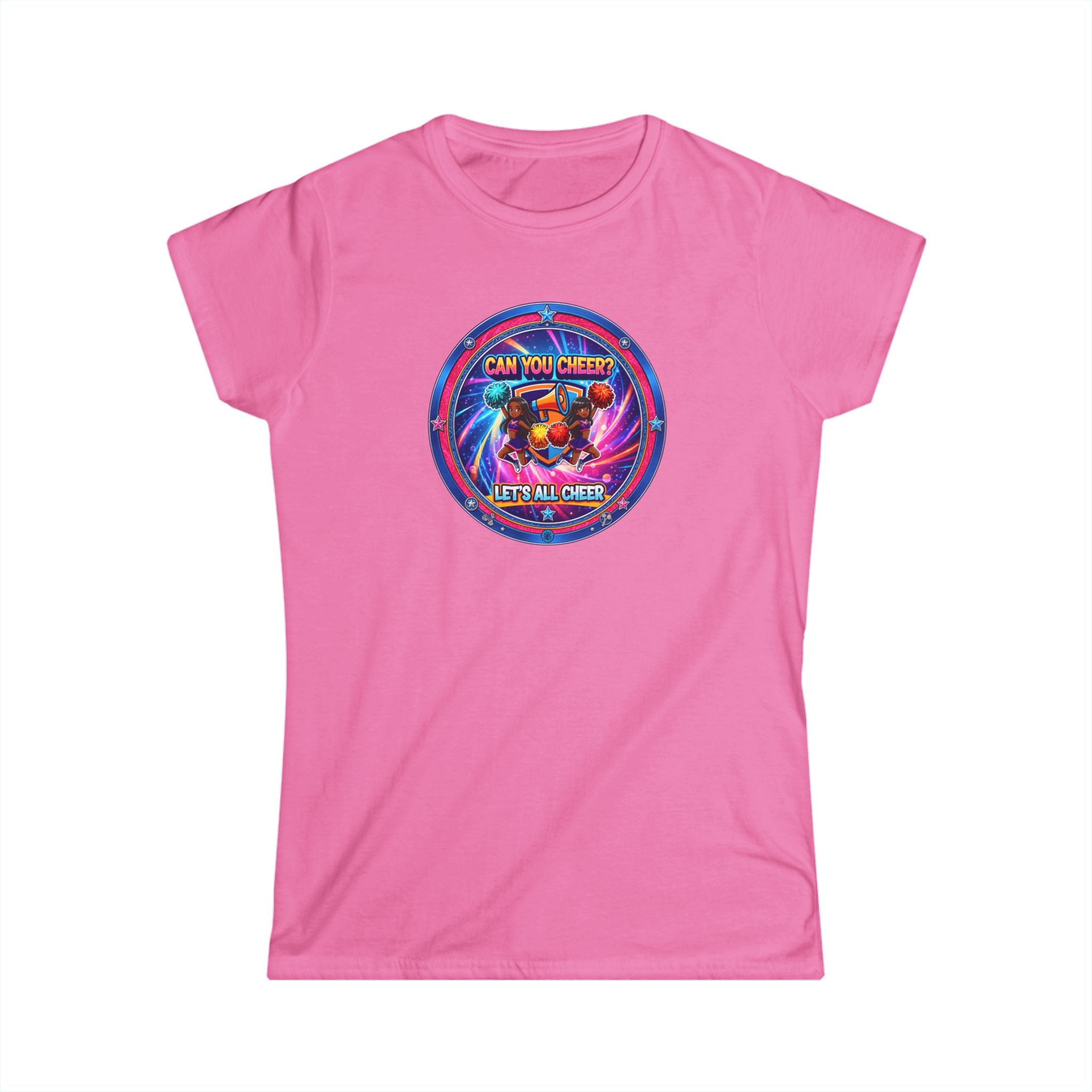 "Can You Cheer? Let’s All Cheers" Retro Neon Graphic Tee