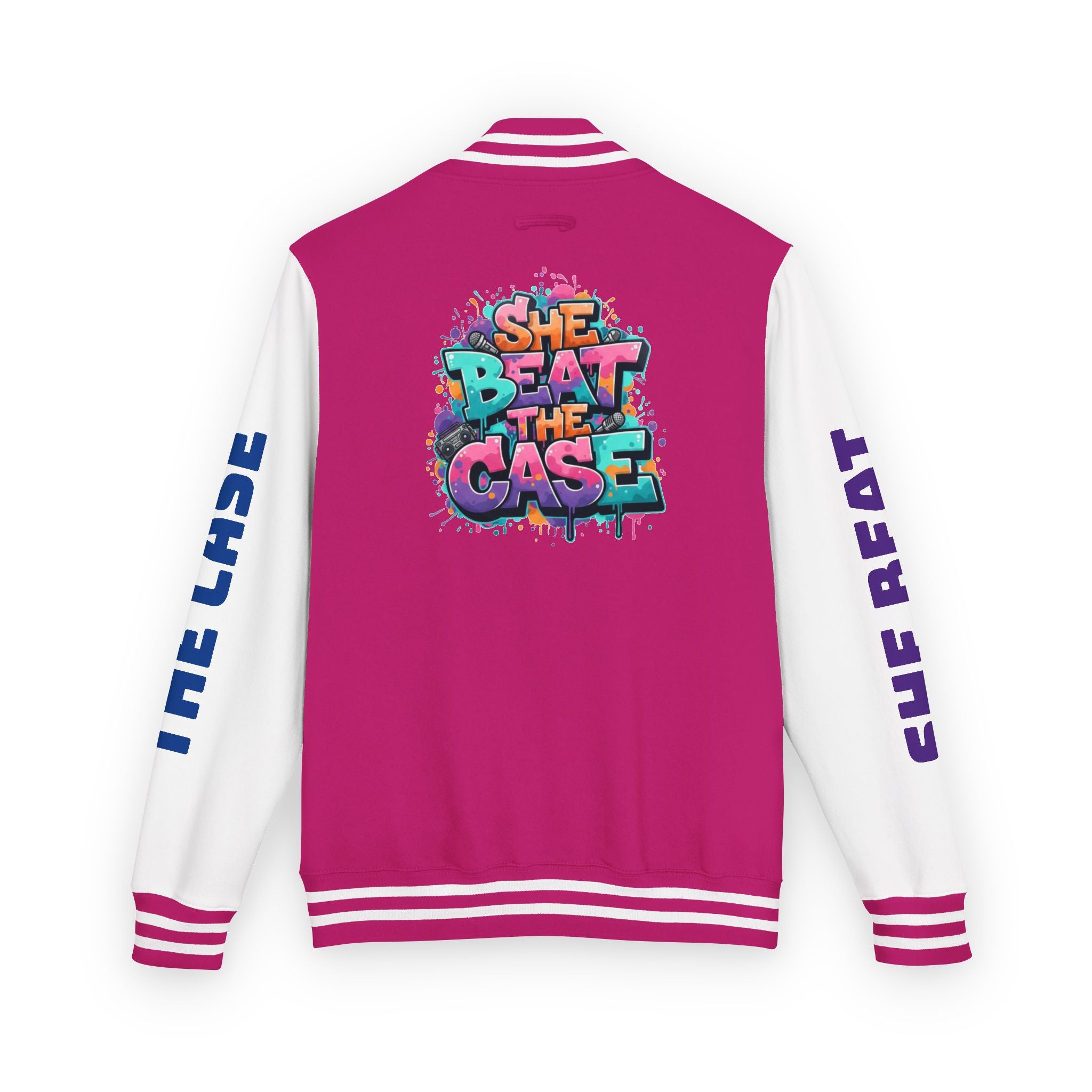 Letterman Jacket — “She Beat the Case” Colorful Graffiti Backprint