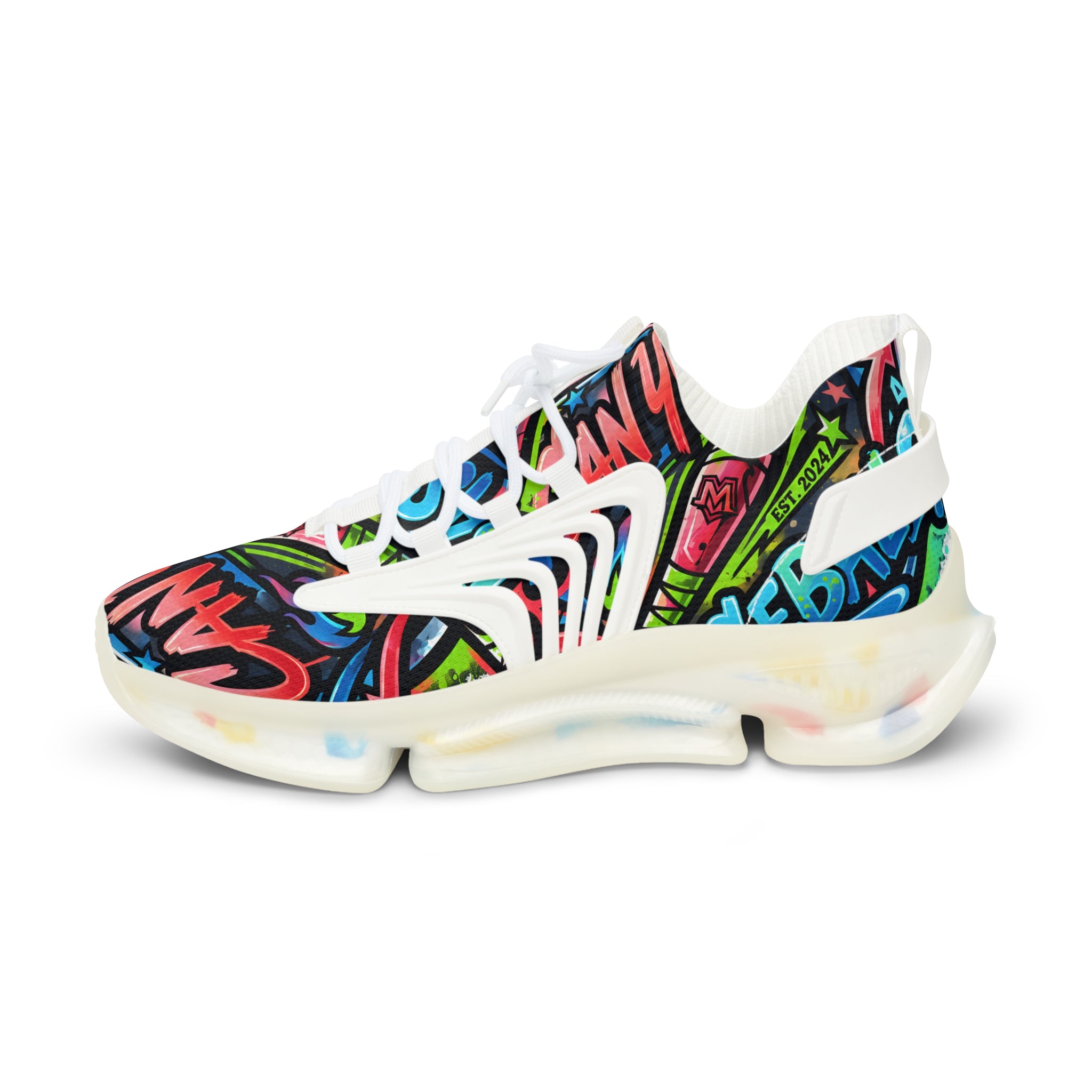Mesh Sneakers —" Can You Baseball "Bold Graffiti Print Men's Athletic Shoes