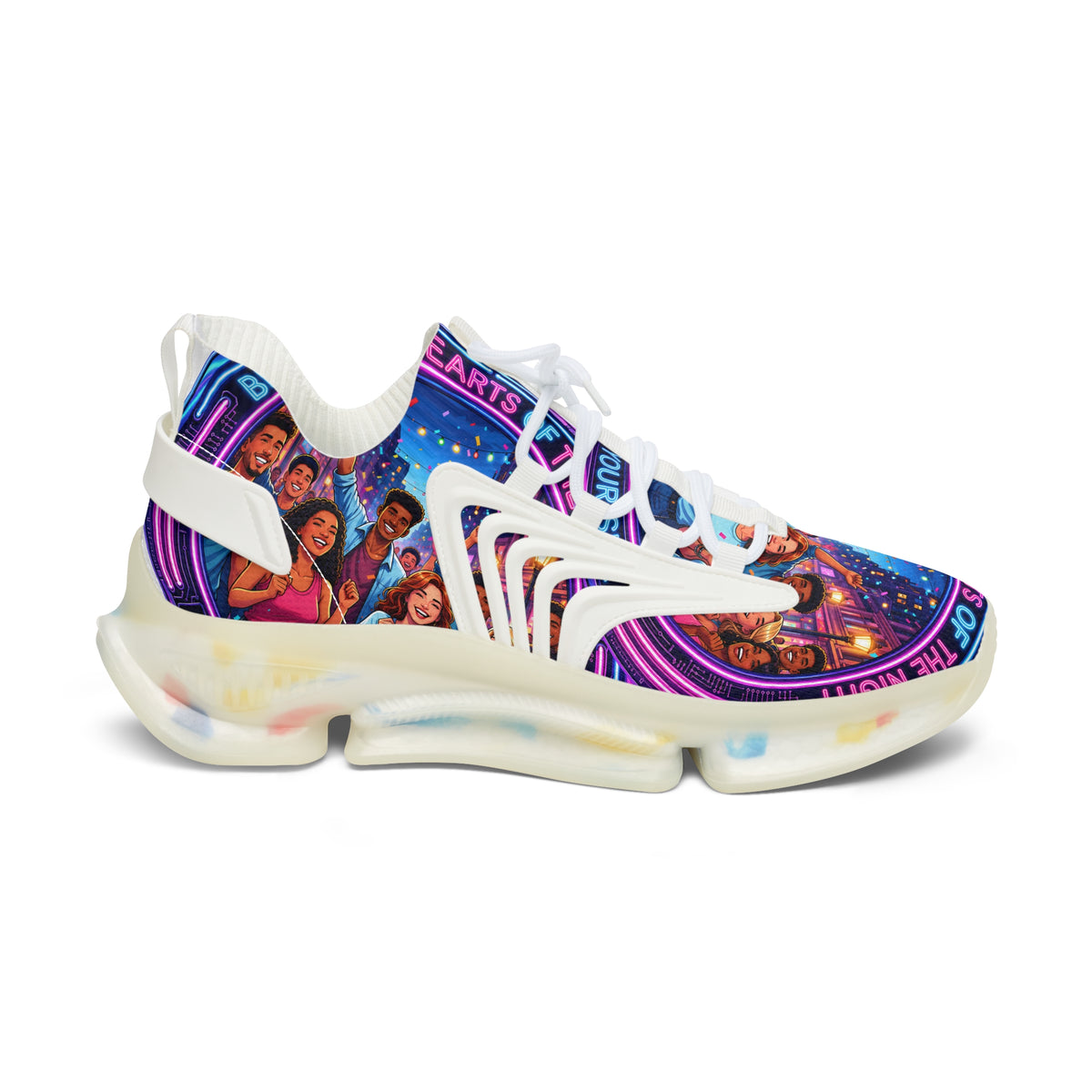 Women’s Mesh Sneakers — Colorful 'Be Young Of Hearts of the Night' Graphic Athletic Shoes