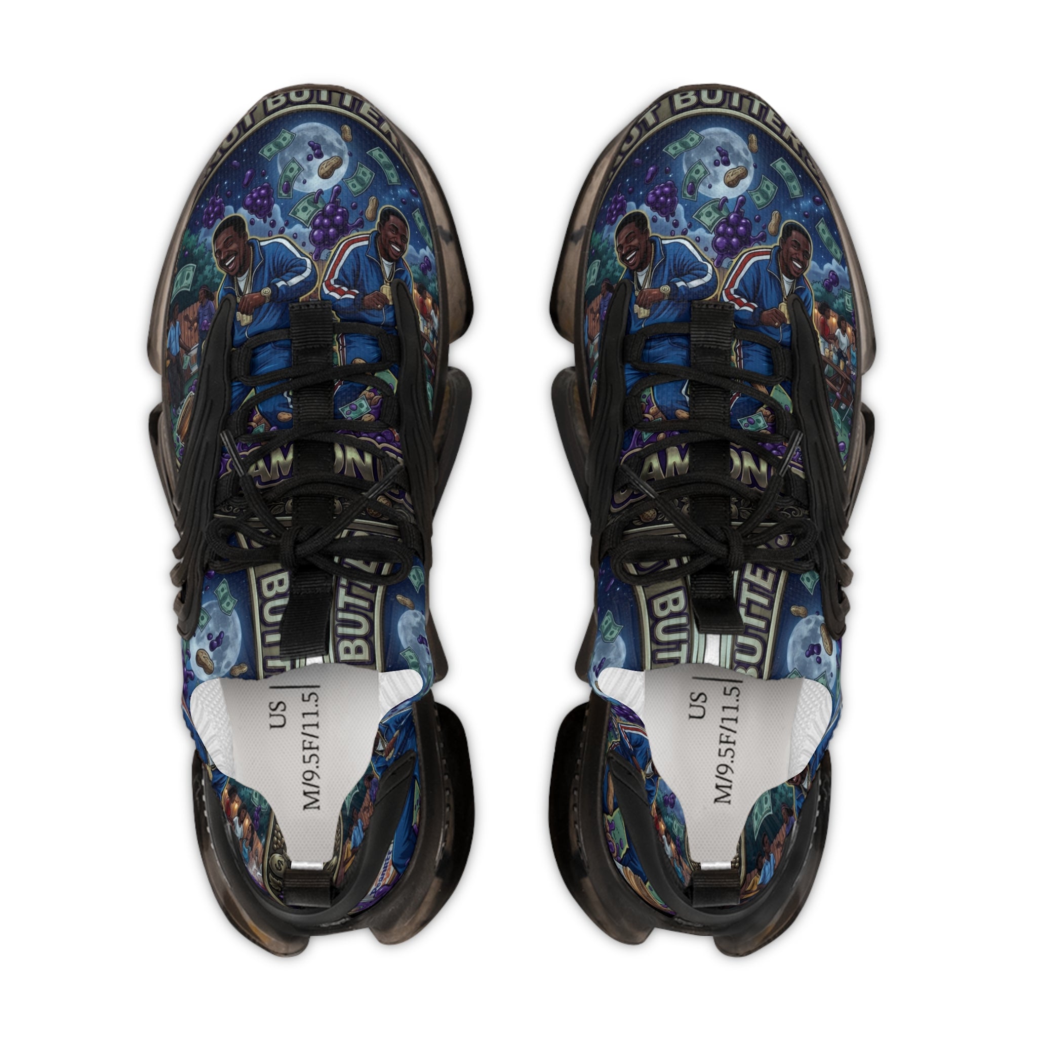 Men's Mesh Sneakers — "Peanut Butter Jelly"Cosmic Blue Graphic Athletic Shoes