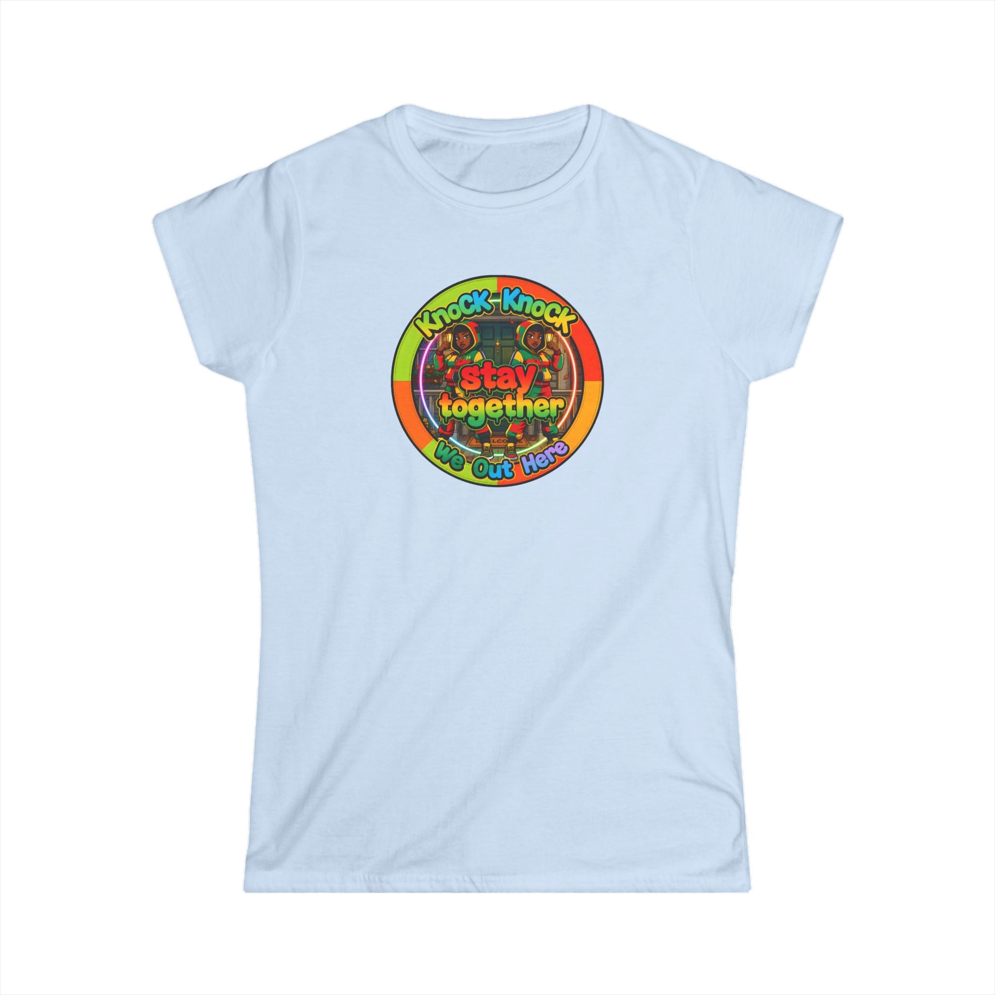 T‑Shirt — 'Knock Knock Stay Together' Retro Color Wheel Graphic Tee