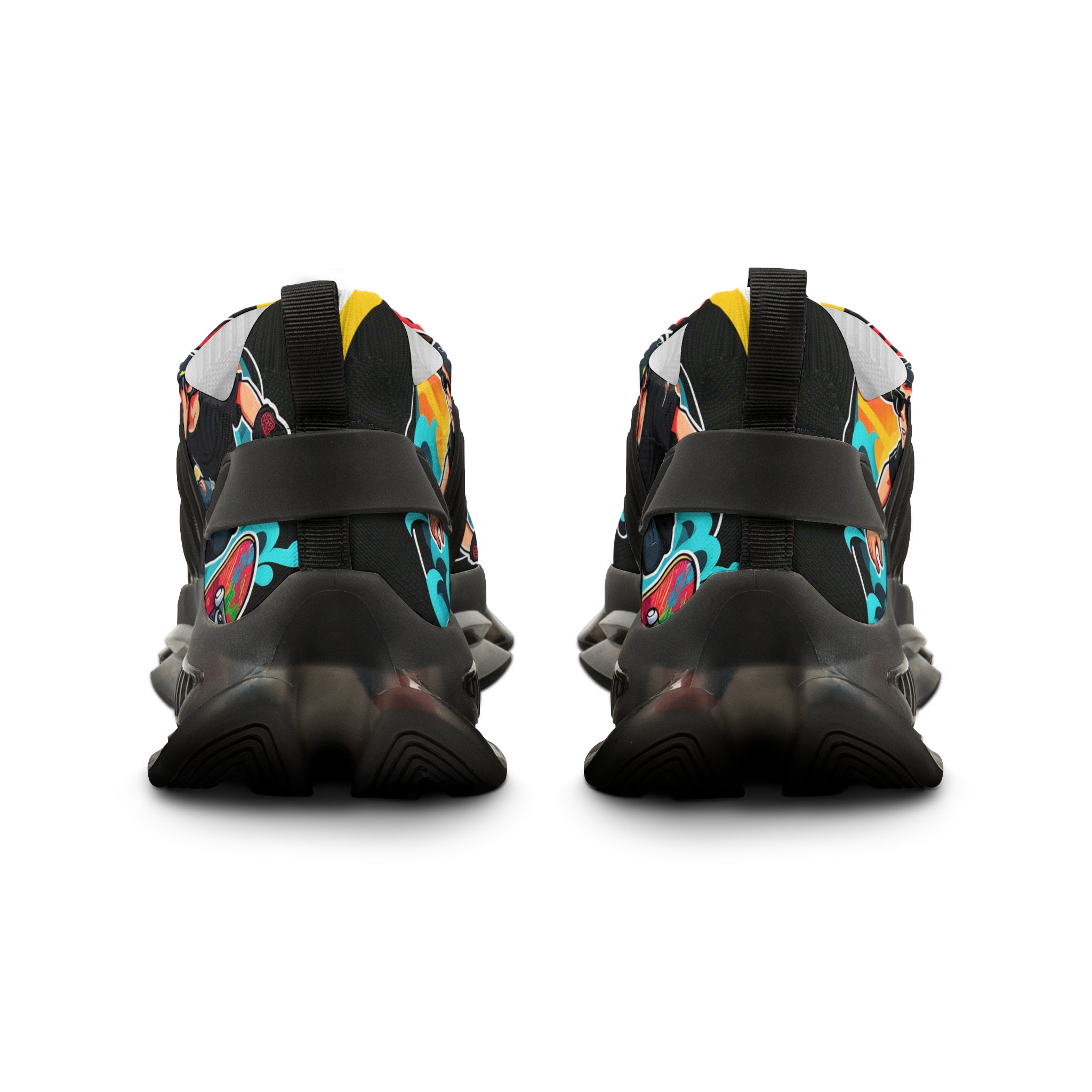 Retro Pop Graphic Men's Mesh Sneakers —"Skate Or Die"Colorful 90s Skate-Inspired Design