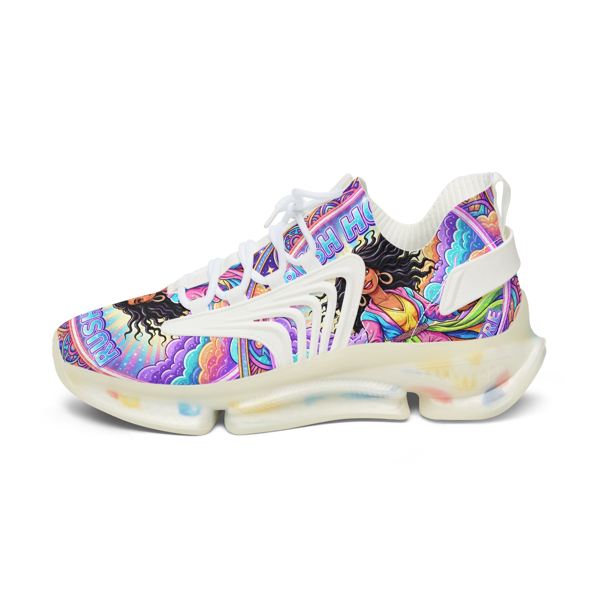 Women's Mesh Sneakers — Colorful Spiritual Goddess Graphic Athletic Shoes