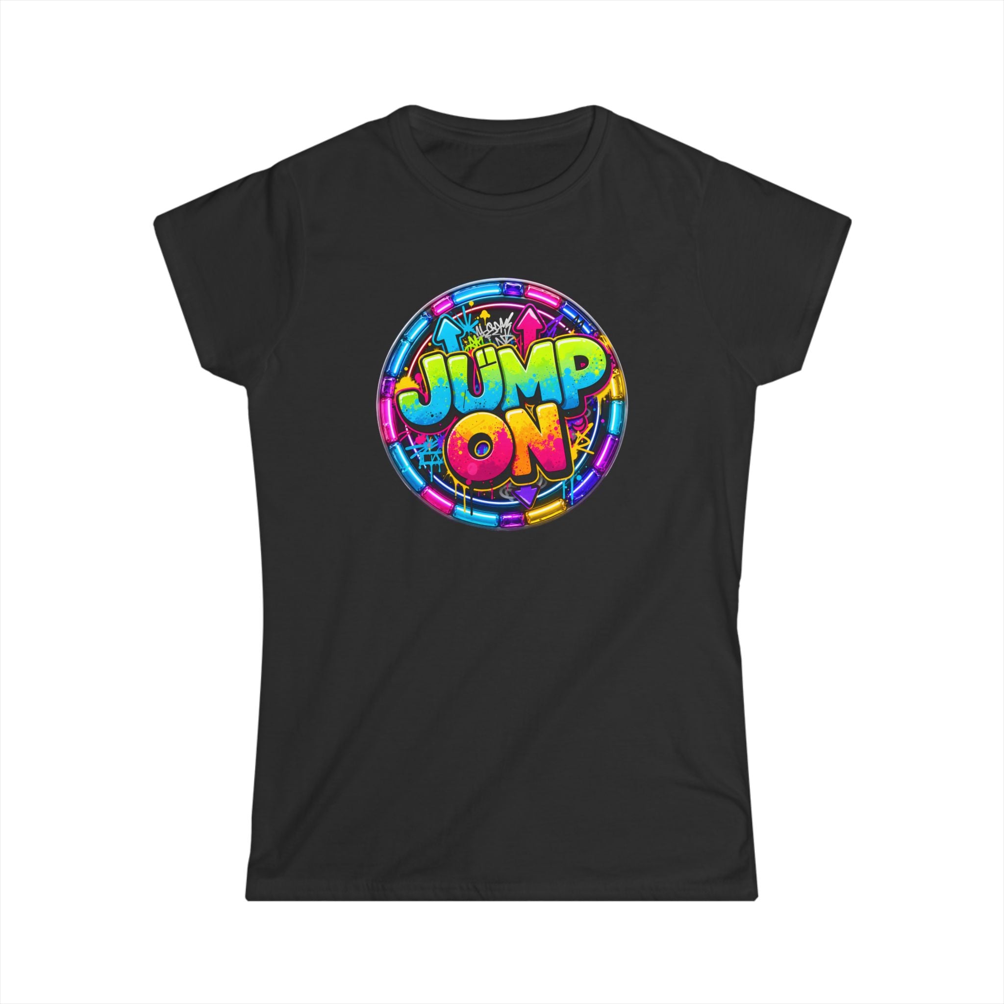 Women’s Tee — " Jump On" Classic White Softstyle Short Sleeve Shirt