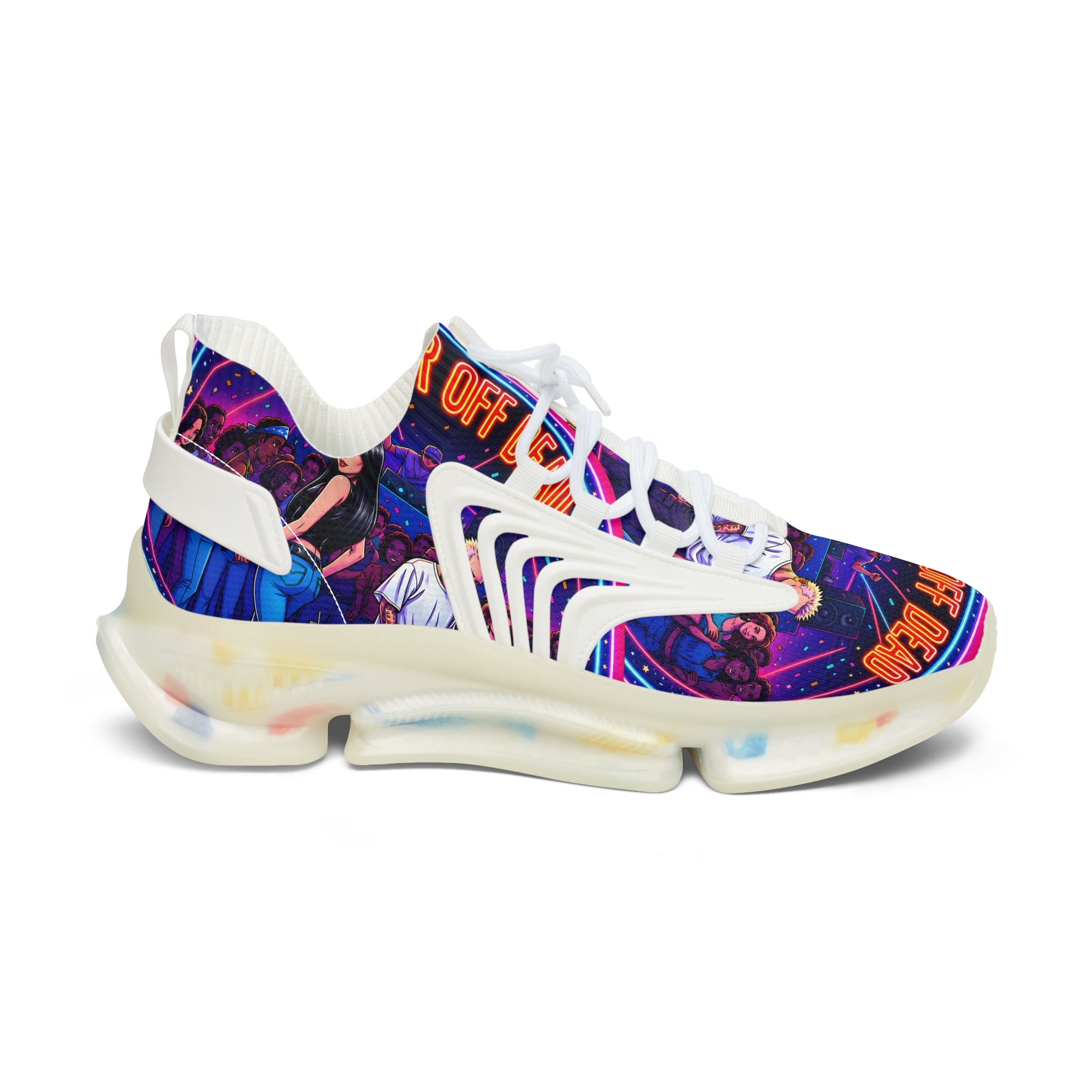 Women's Mesh Sneakers — Neon Retro Graphic "Better Off Dead" Street Style