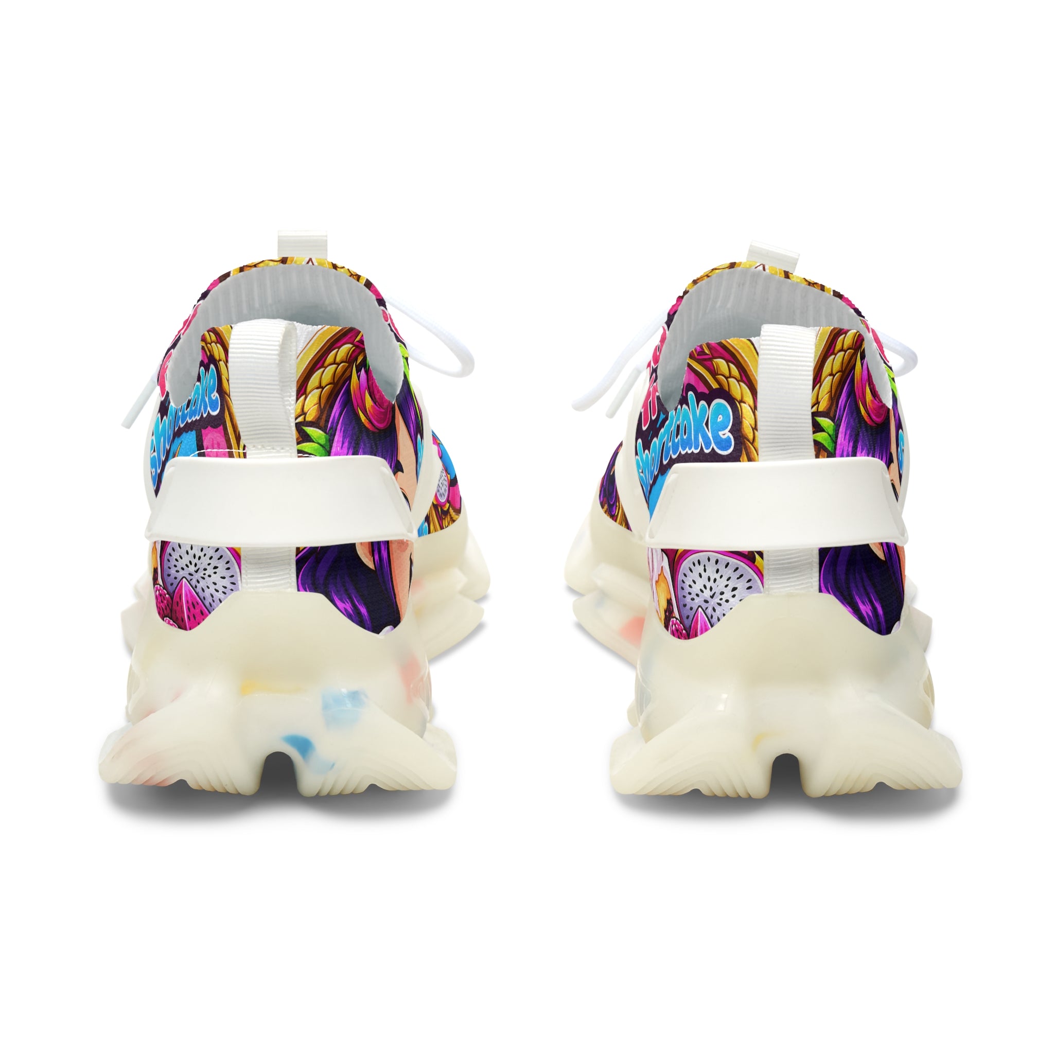 "Dragon Fruit Shortcake" Graphic Women's Mesh Sneakers — Colorful Cartoon Athletic Shoes
