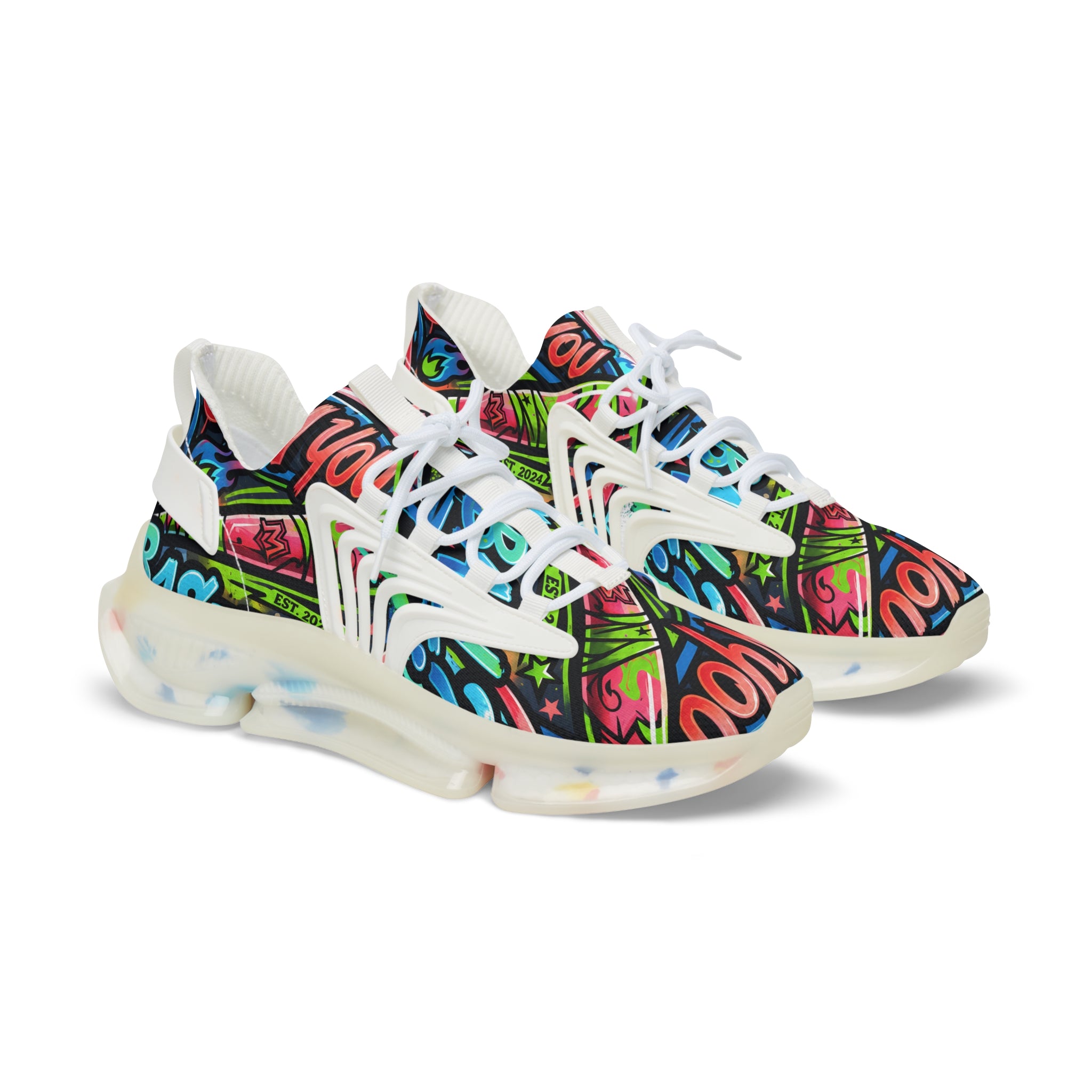 Mesh Sneakers —" Can You Baseball "Bold Graffiti Print Men's Athletic Shoes