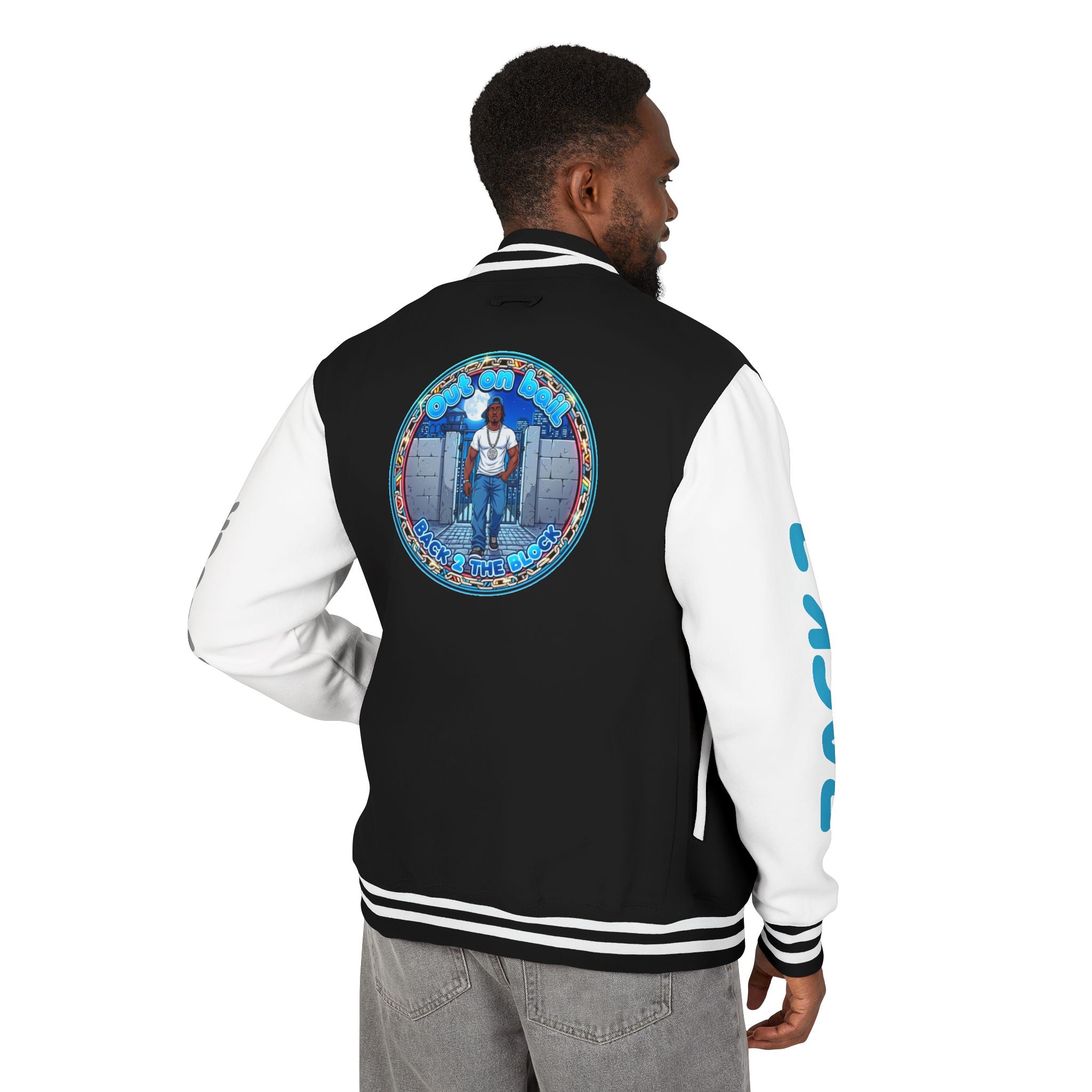 Letterman Jacket — 'Back 2 The Block' Retro Streetwear Patch Jacket