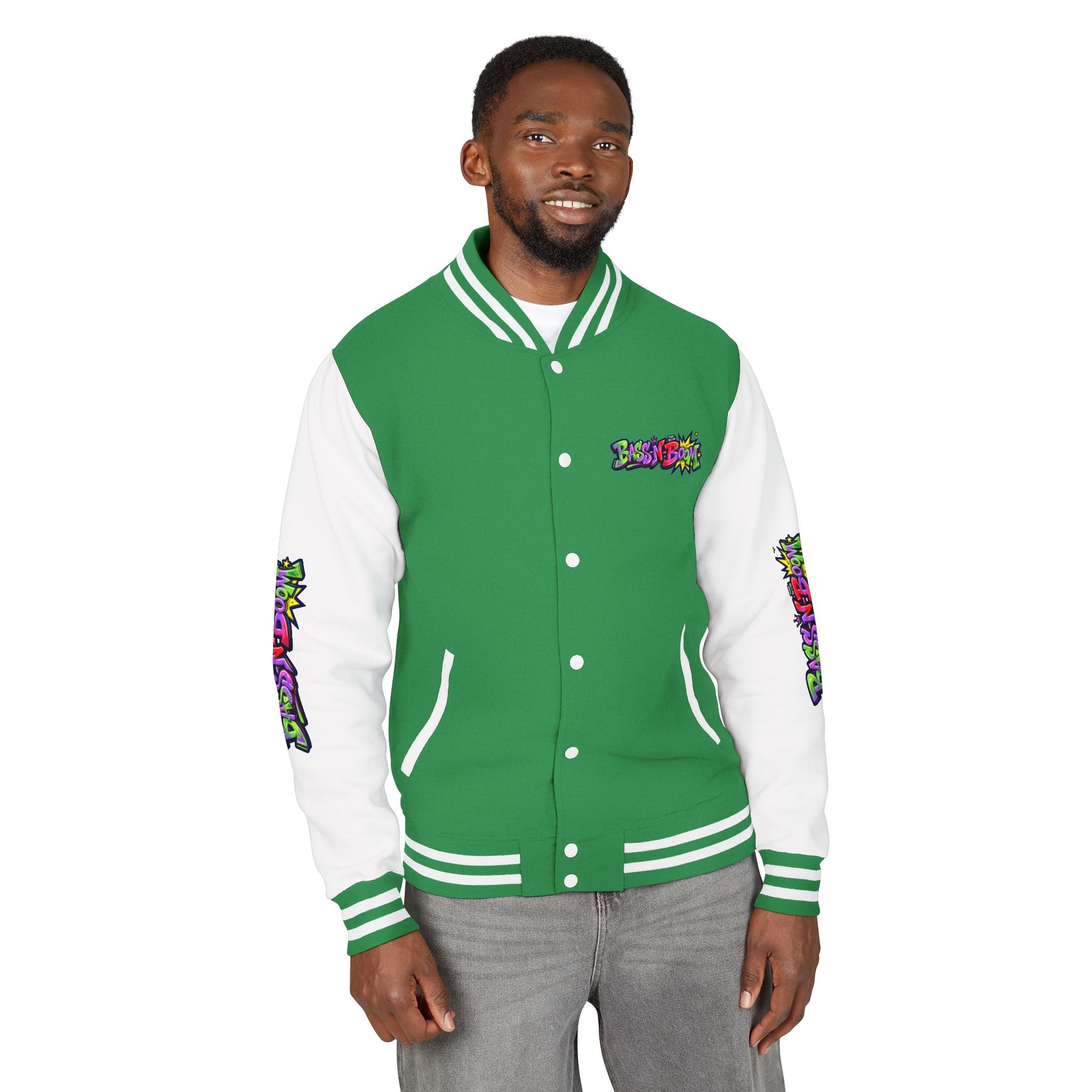 Letterman Jacket — 'Bass N Boom' Graffiti Bomber
