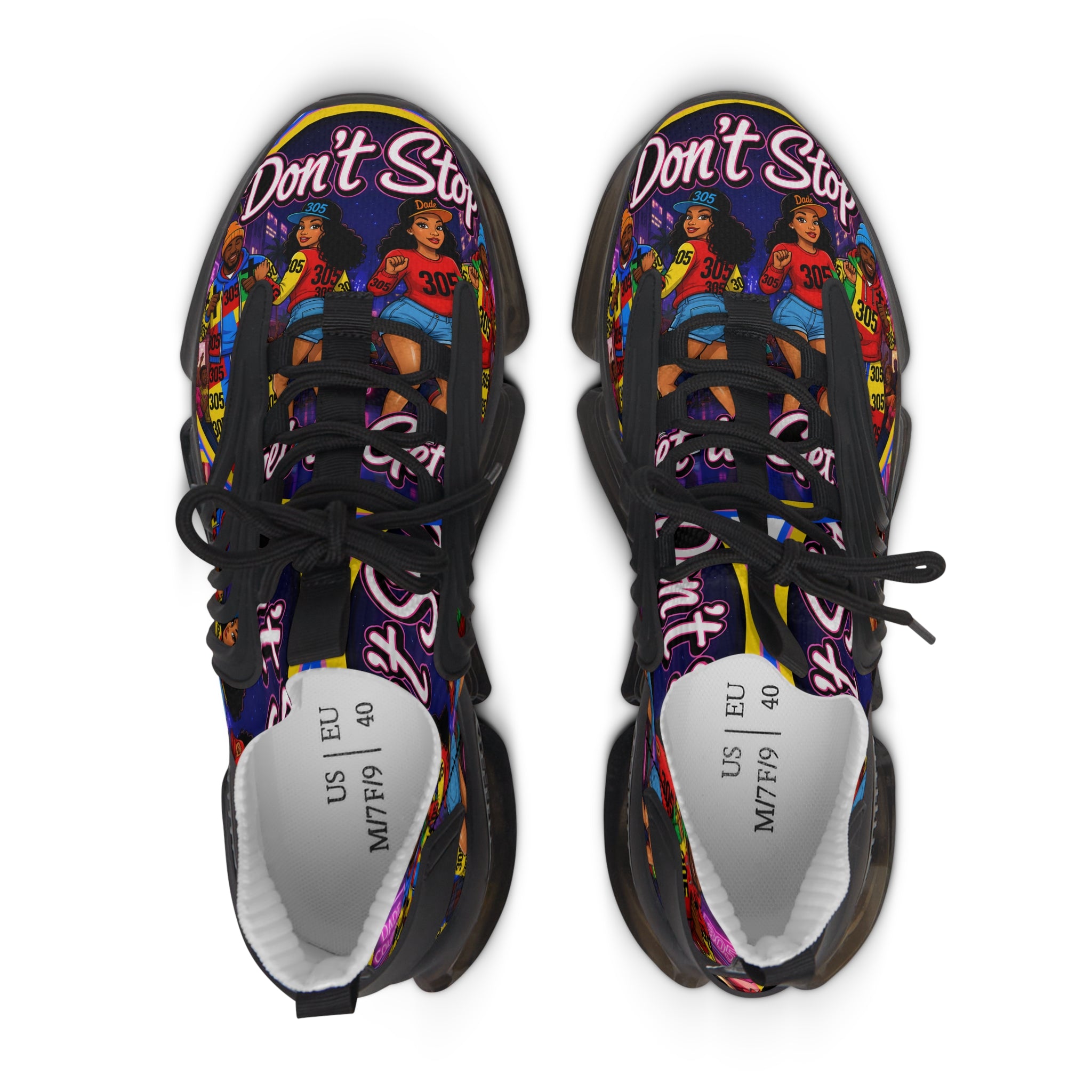 Women's Mesh Sneakers — Bold Graphic 'Don't Stop' Fashion Trainers