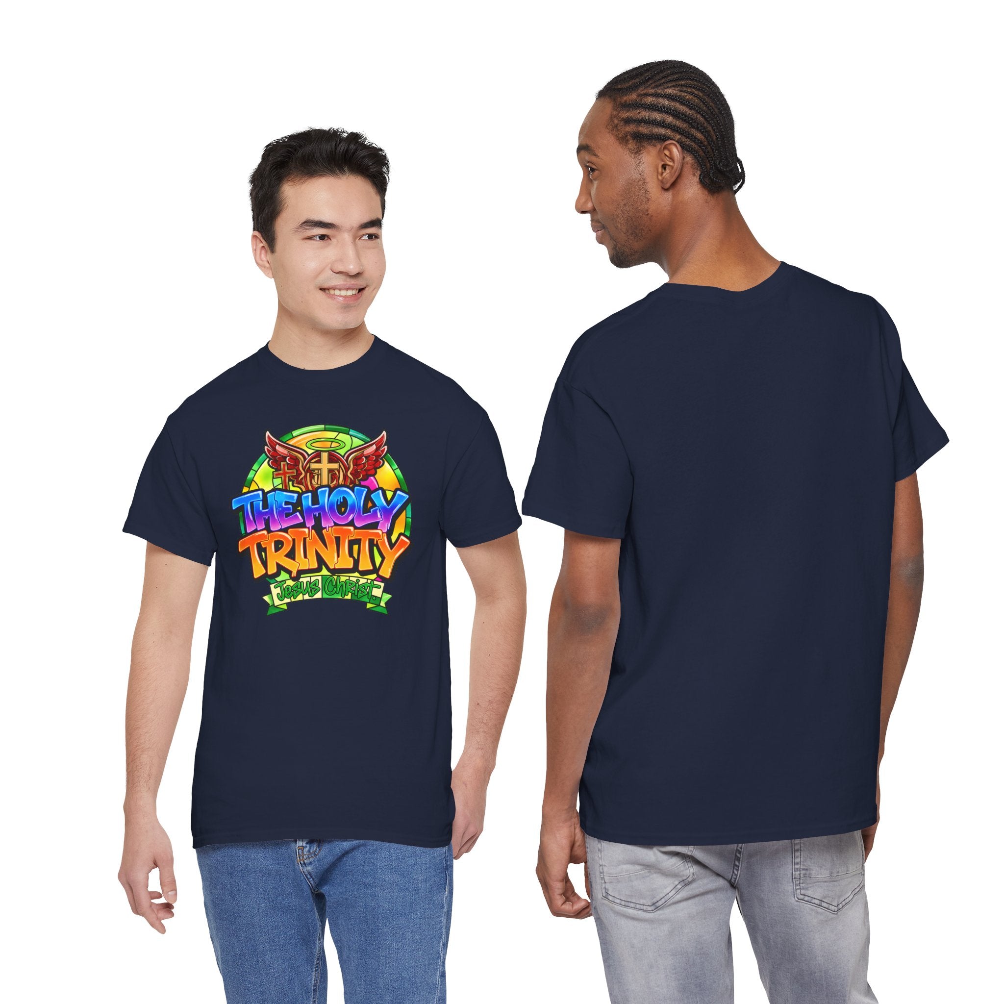 Holy Trinity Graphic Tee — Colorful Faith-Inspired Streetwear T-Shirt
