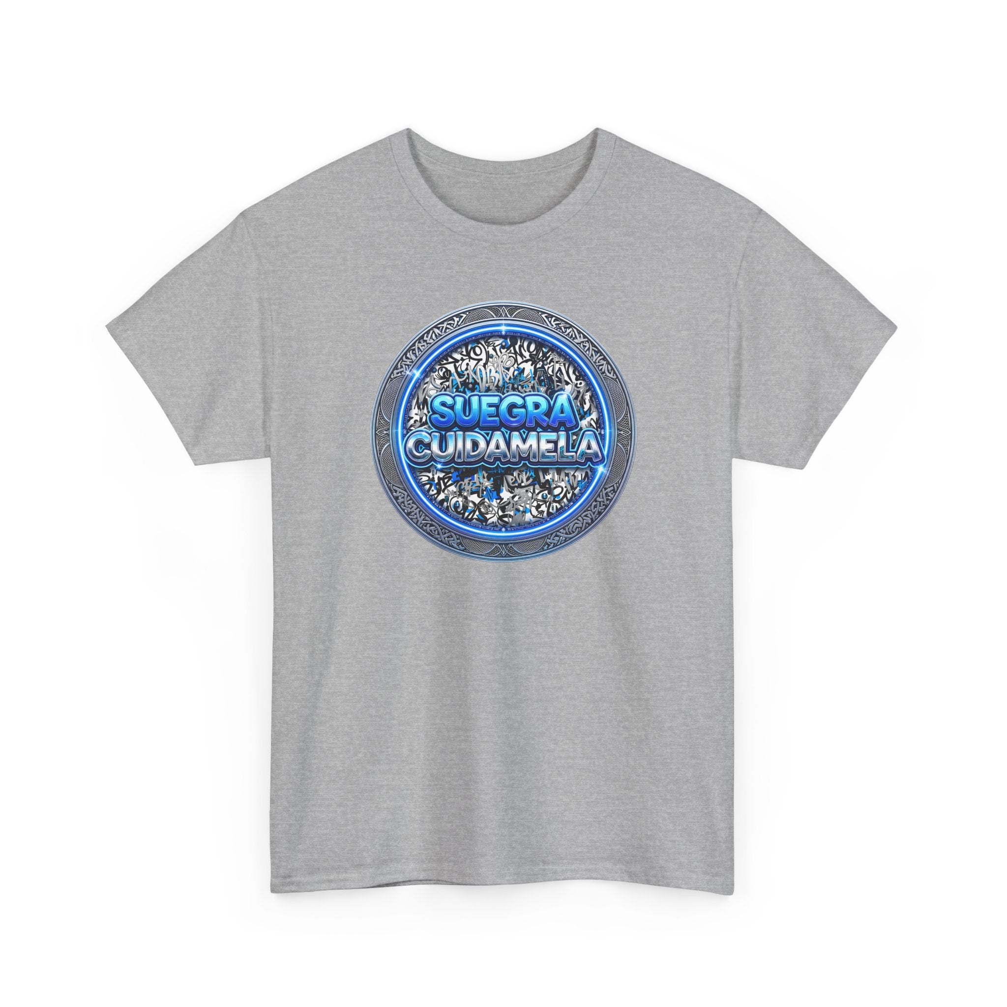 T-Shirt — Suegra Cuídame (Blue Floral Emblem)