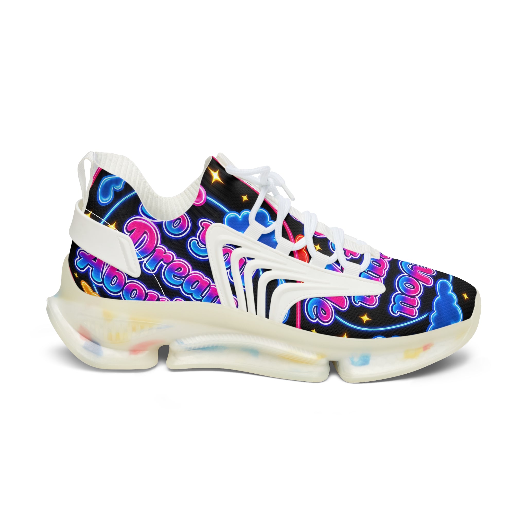 Mesh Sneakers — Neon Dream Graphic Women's Athletic Shoes