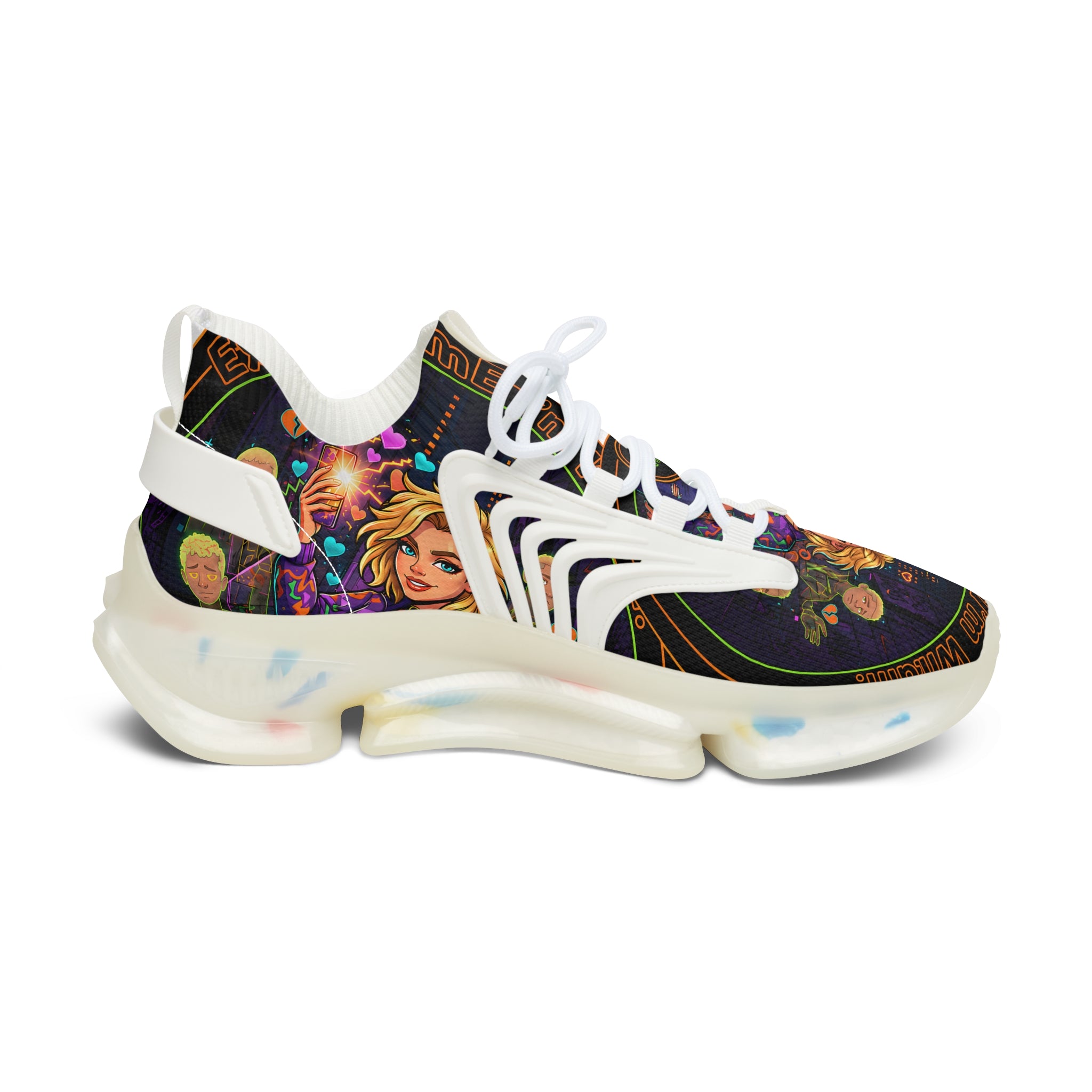 Mesh Sneakers — Floral Goddess Graphic Women's Athletic Shoes