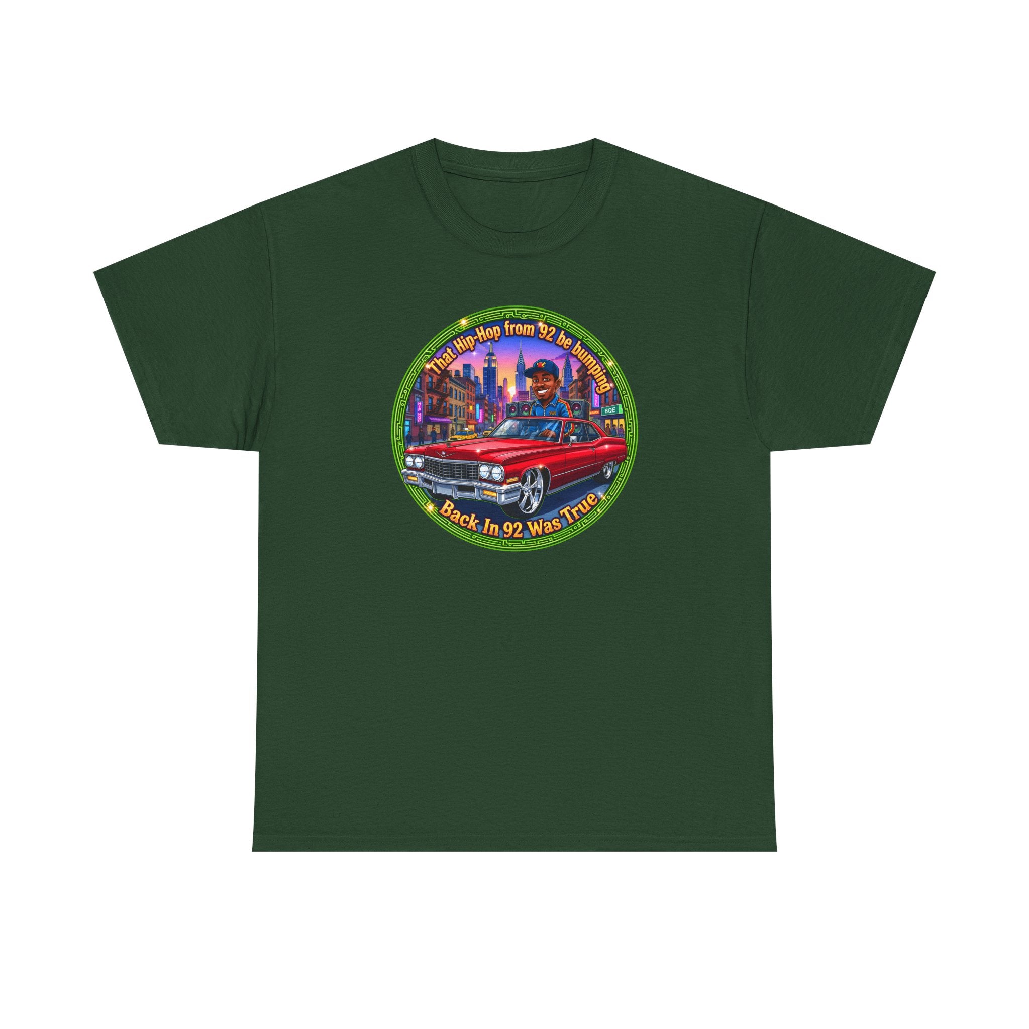Vintage Red Convertible T-Shirt – “That Hip-hop From 92 Be Bumping" Retro City Cruise Tee