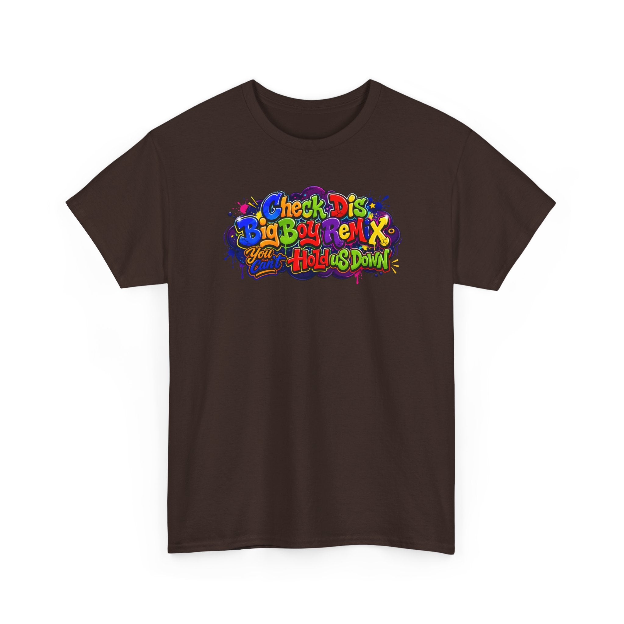 Graphic Tee — Colorful 'Check Dis Big Boy Remix' Retro Street Art T-Shirt