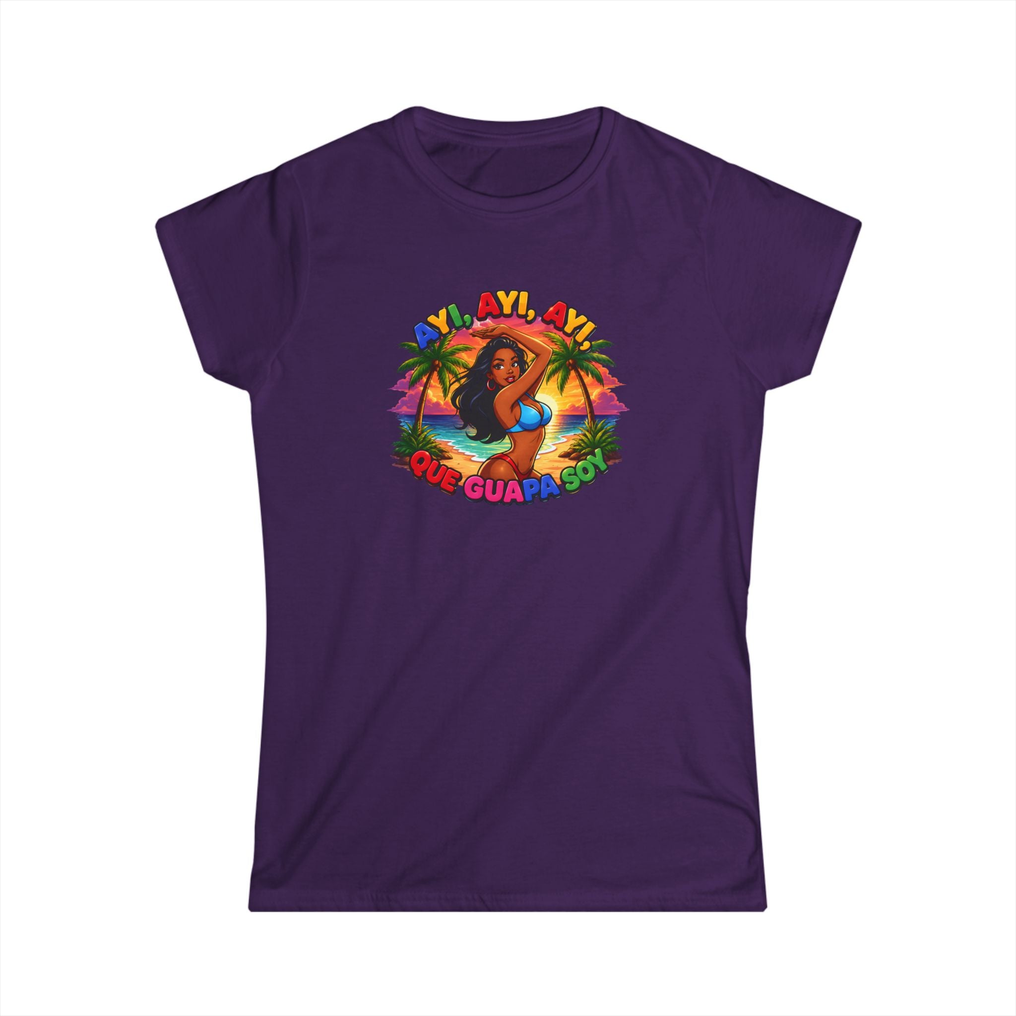 Women's Tee — Tropical ''Ayi, Ayi, Ayi Que GuapaSoy'' Beach Vibes Graphic Shirt