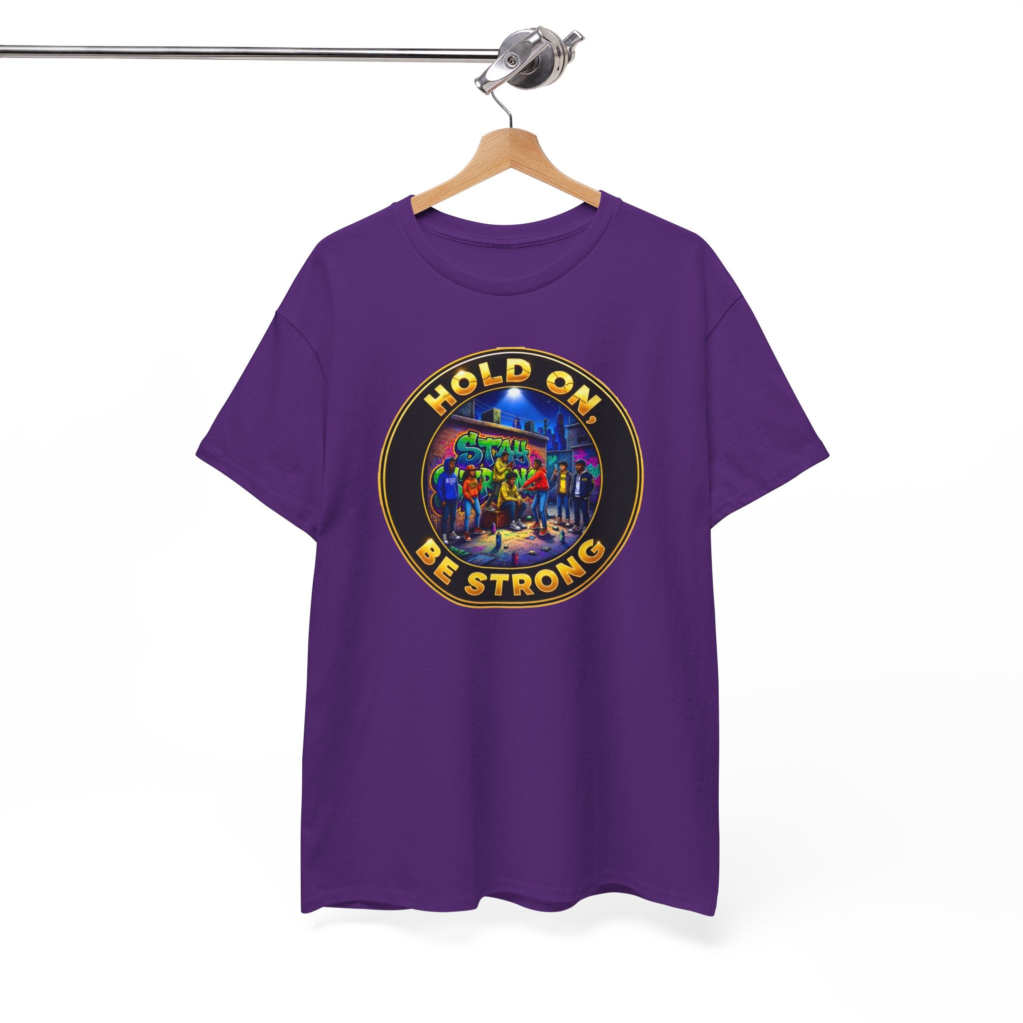 T-Shirt — 'Hold On Be Strong' Inspirational Retro Circle Graphic Tee