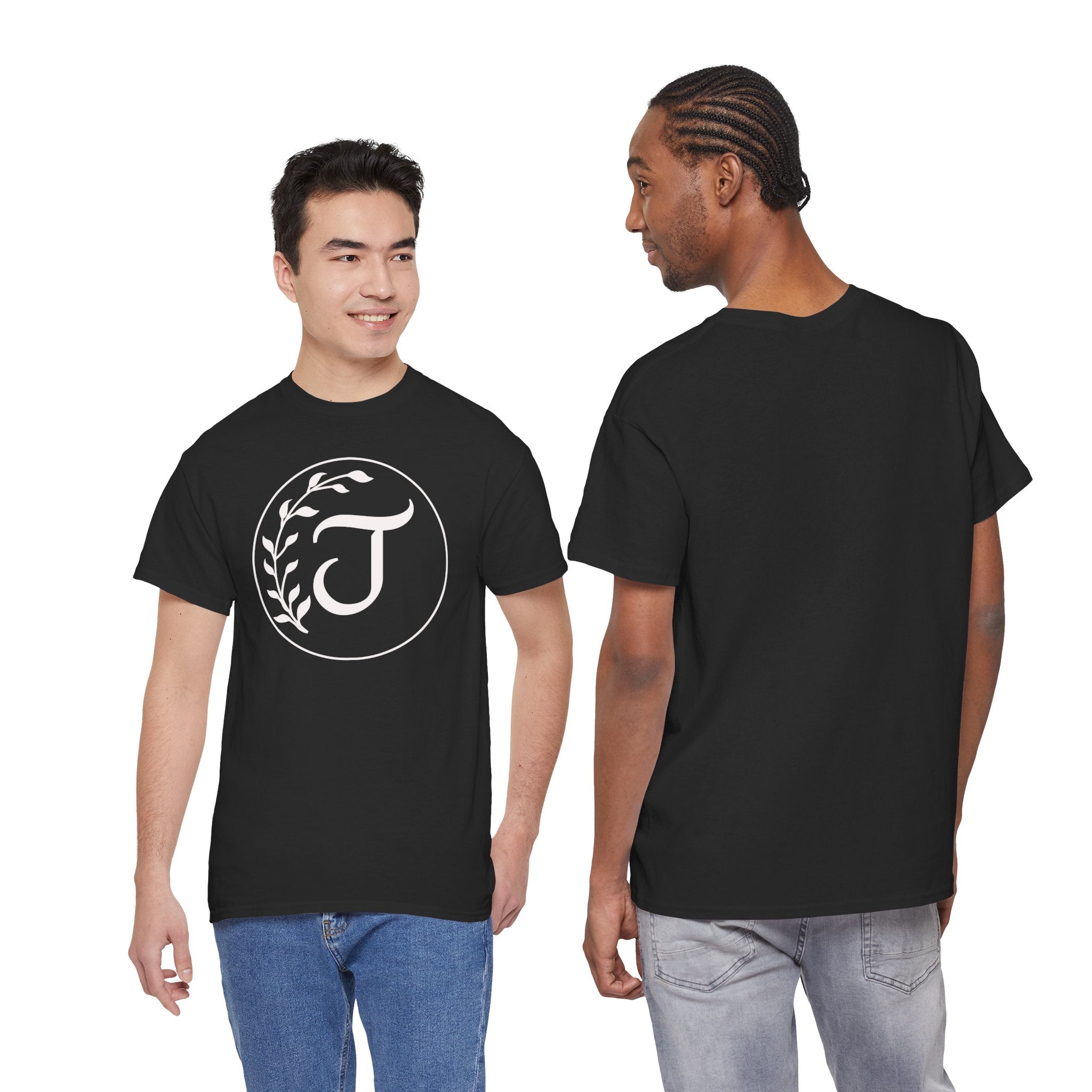 White Tee with Subtle "Floral J " Jesus Christ "— Minimalist Japanese Character T-Shirt