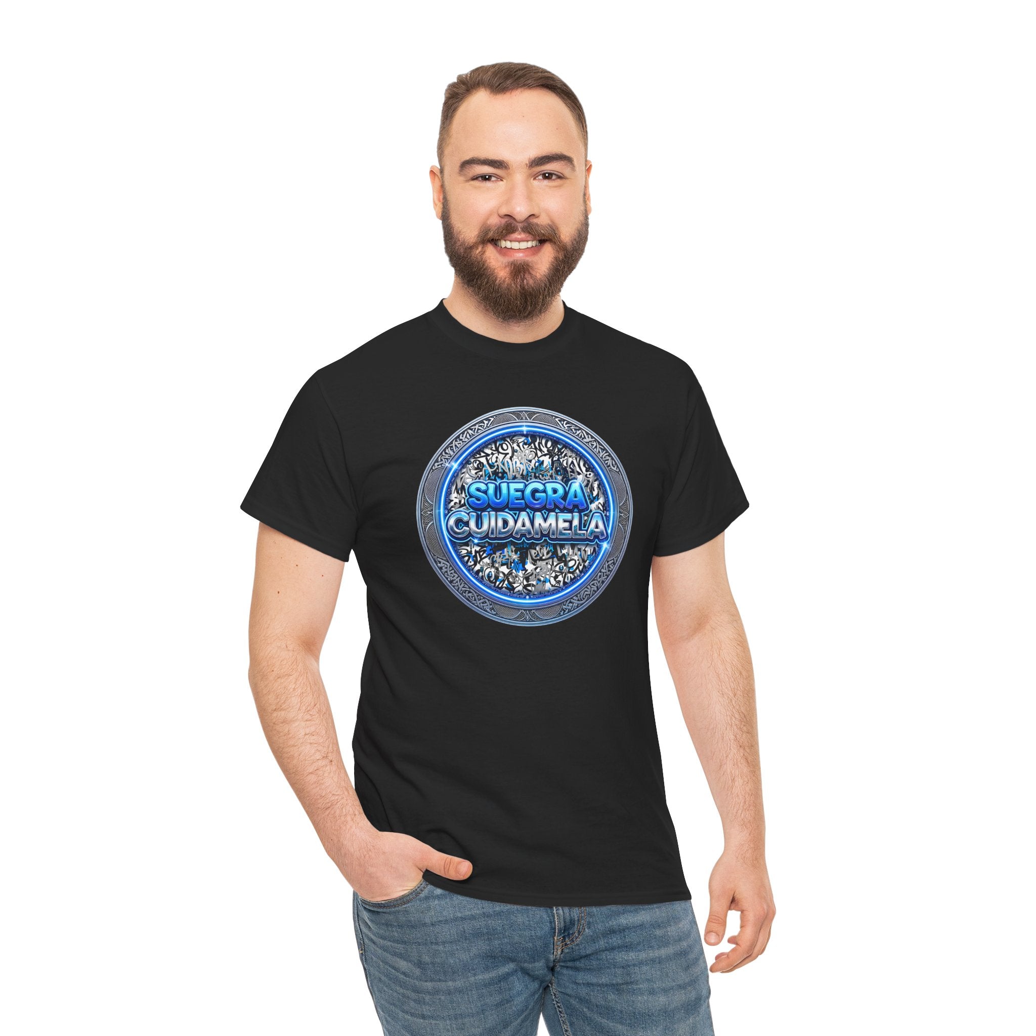 T-Shirt — Suegra Cuídame (Blue Floral Emblem)