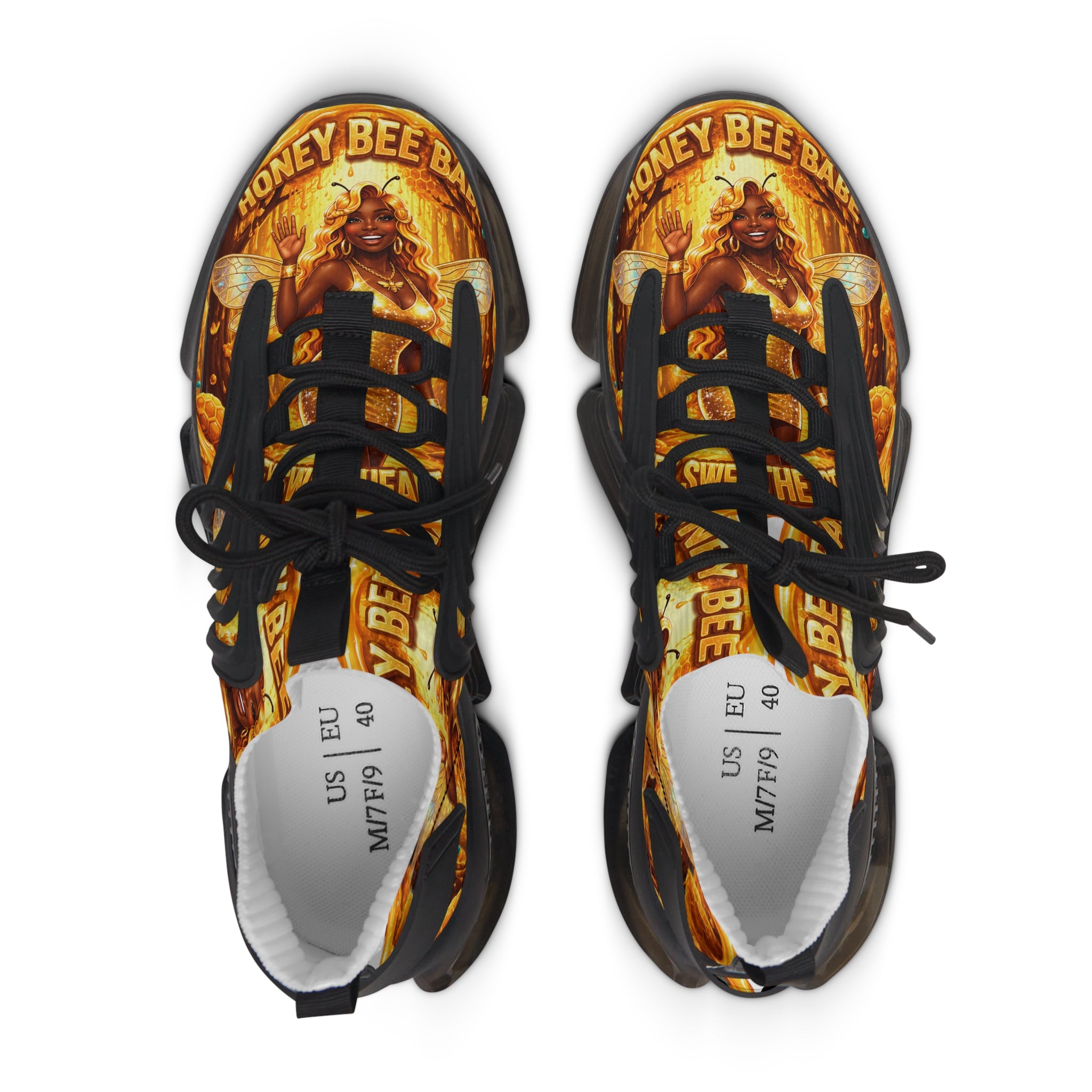 Mesh Sneakers — "Honey Bee Queen" Graphic Women’s Athletic Shoes